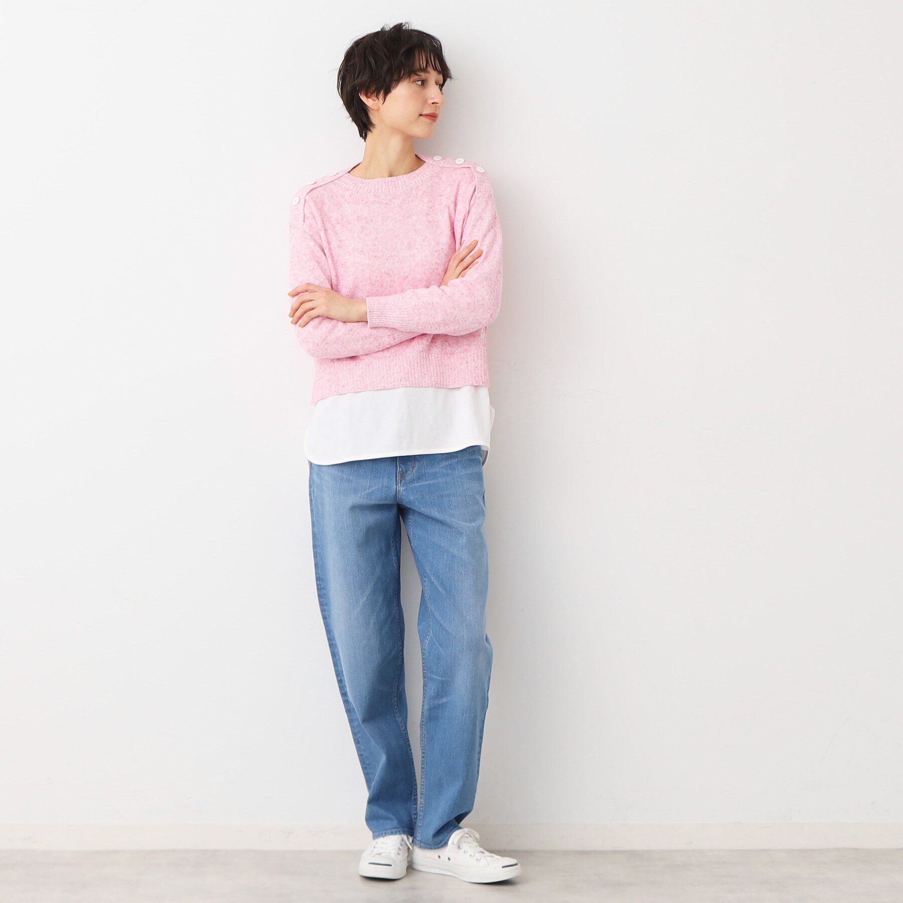 Dessin「【洗える】肩ボタンミックス糸ニット（S～L)」|ニット・セーター|