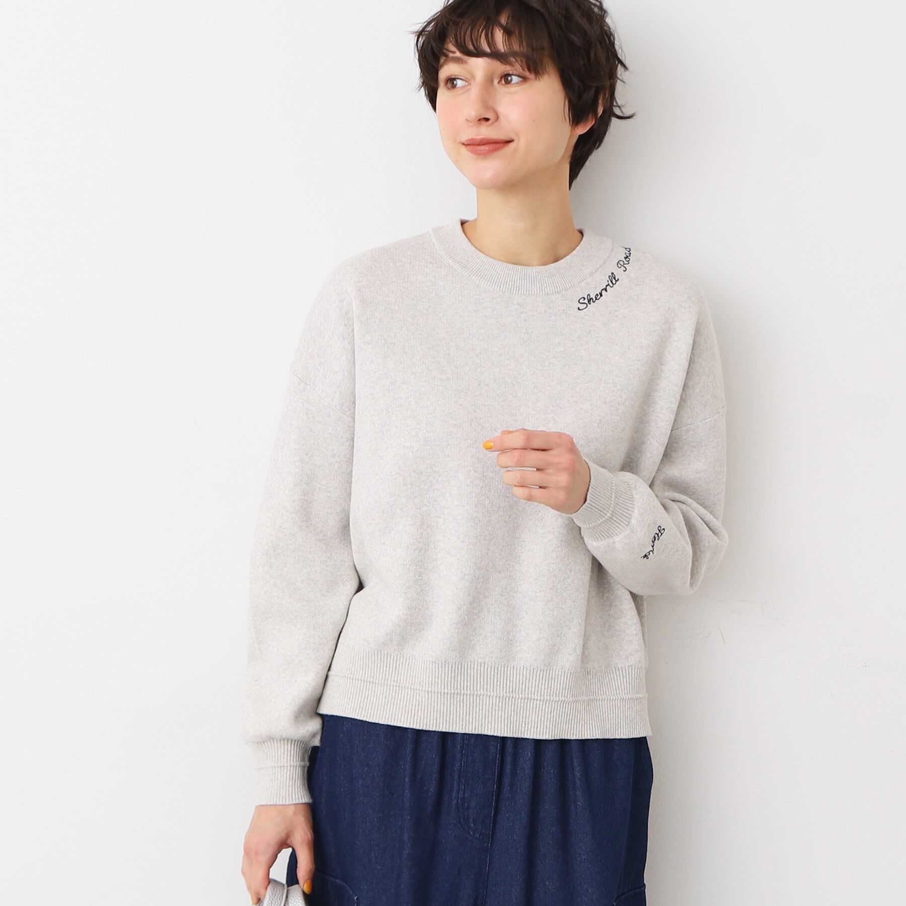 Dessin「【洗える】ロゴ刺繍ジャカードニット（XS～L）」|ニット・セーター|ネイビー(094)