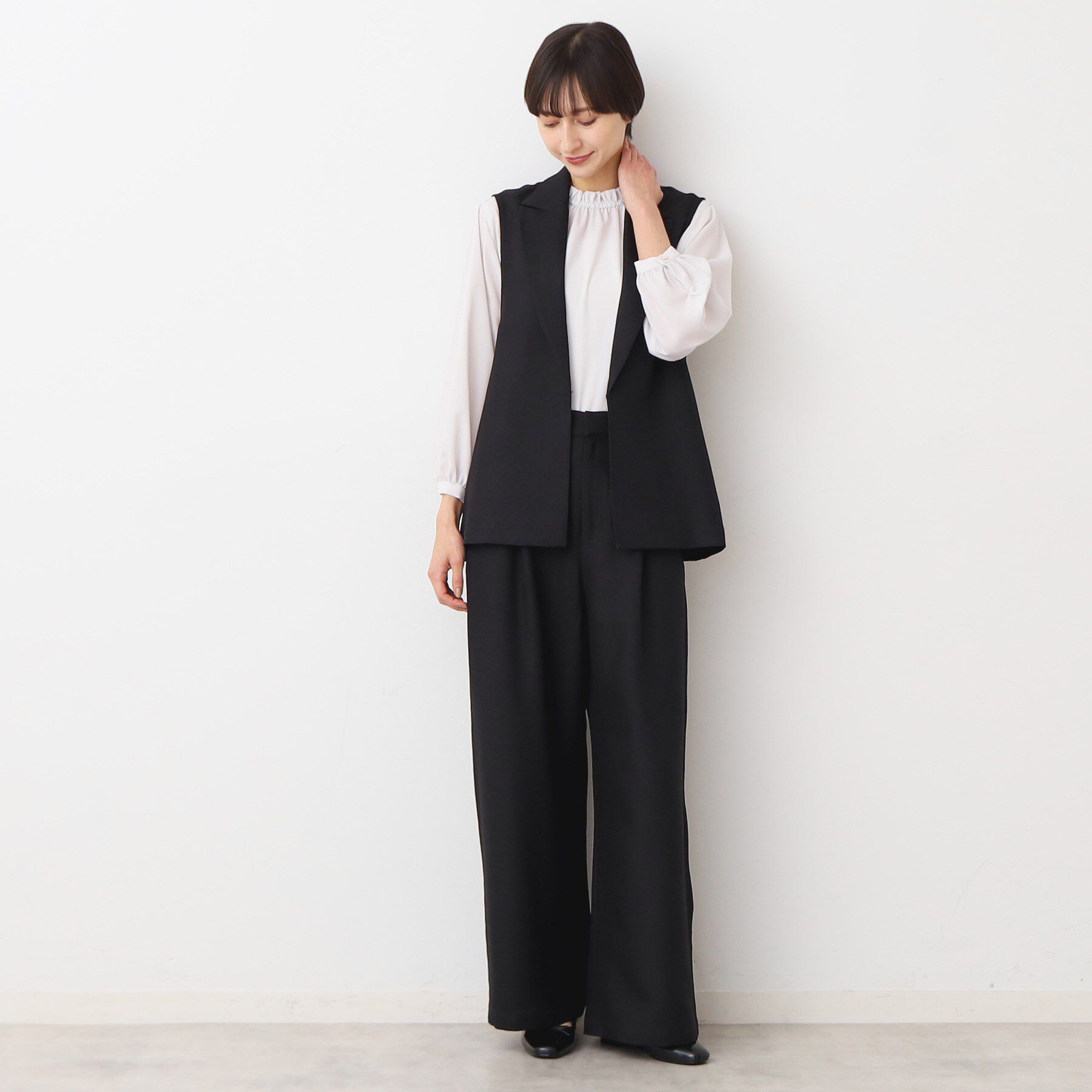 Dessin「【洗える・セットアップ可能】スリーブレス襟付きジャケット（S～L）」|ベスト・ジレ|