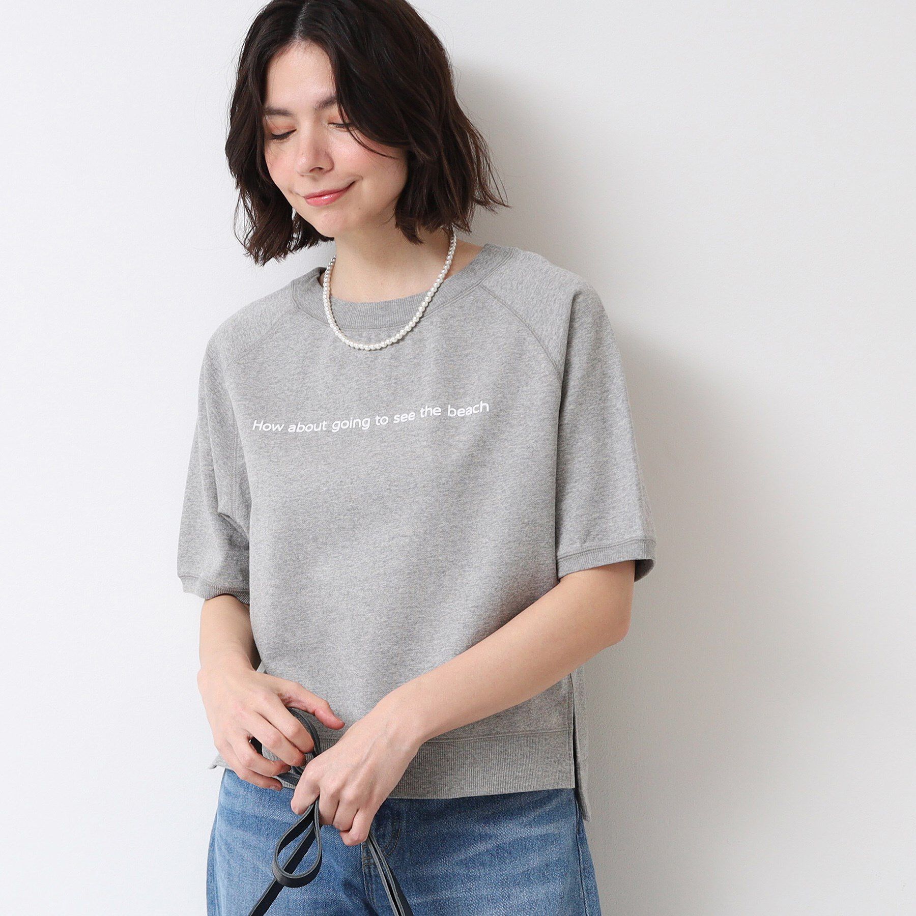 Dessin「【洗える】クロップド丈ロゴ半袖カットソー（S～L）」|Tシャツ・カットソー|