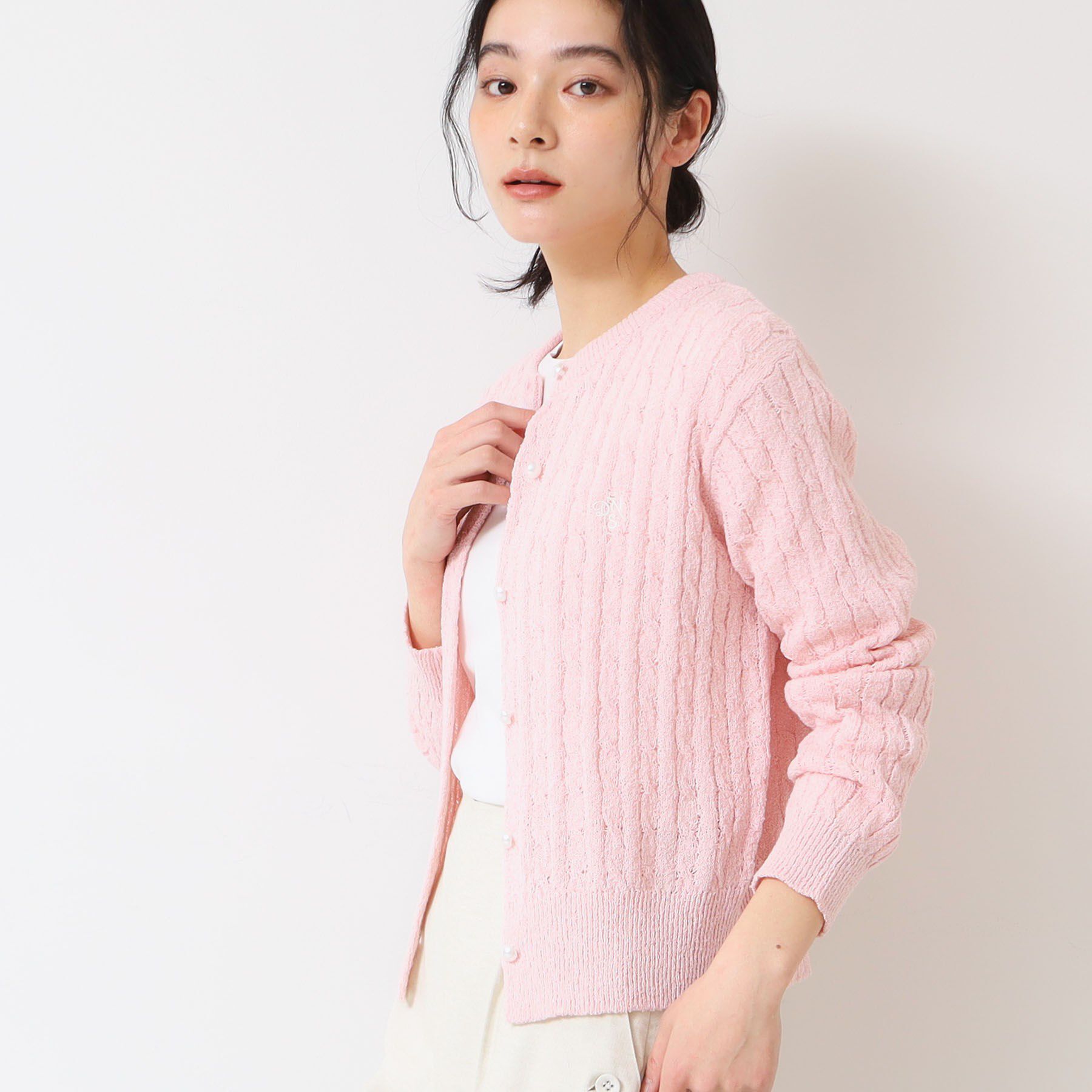 Dessin「【洗える】ブークレケーブルカーディガン」|カーディガン|