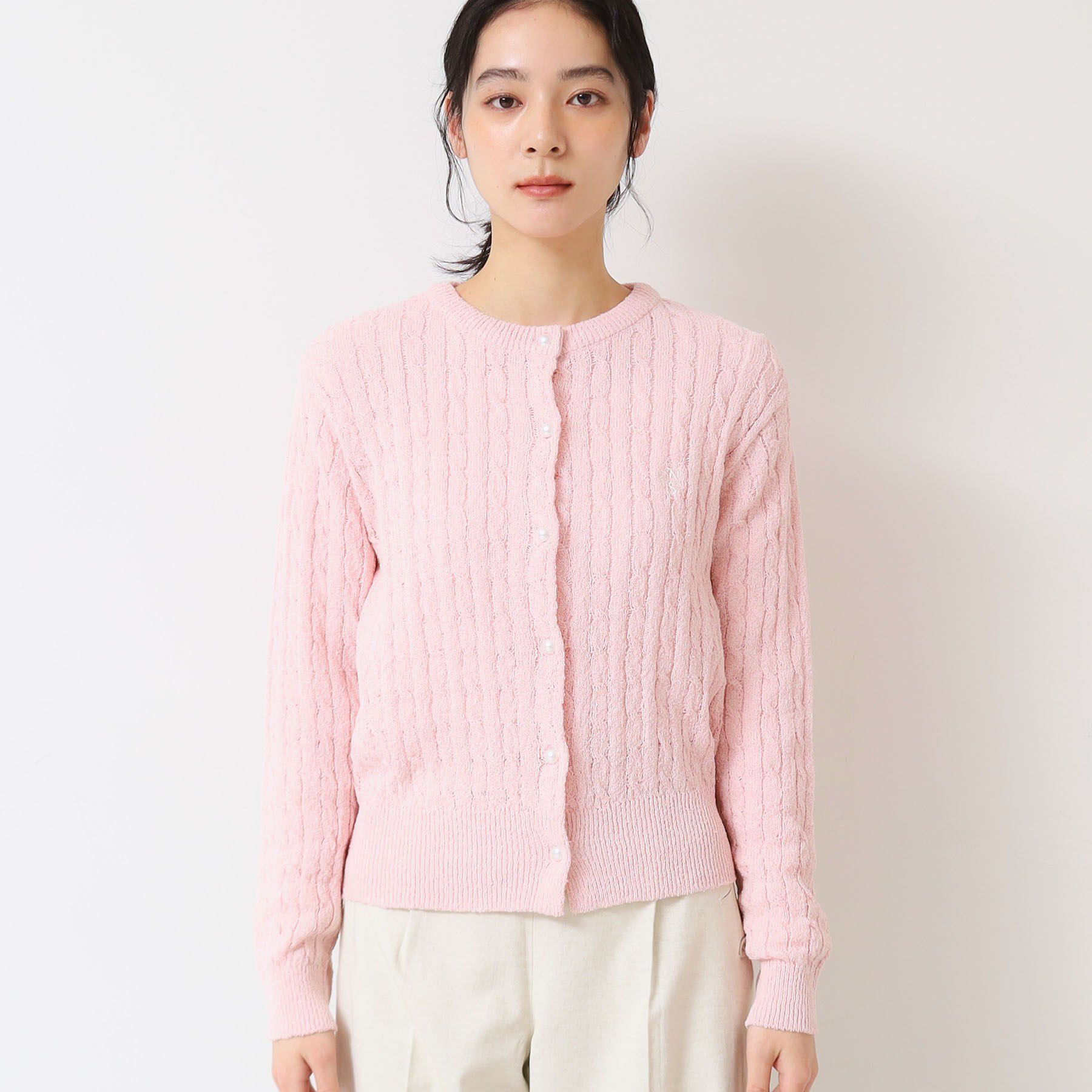 Dessin「【洗える】ブークレケーブルカーディガン」|カーディガン|