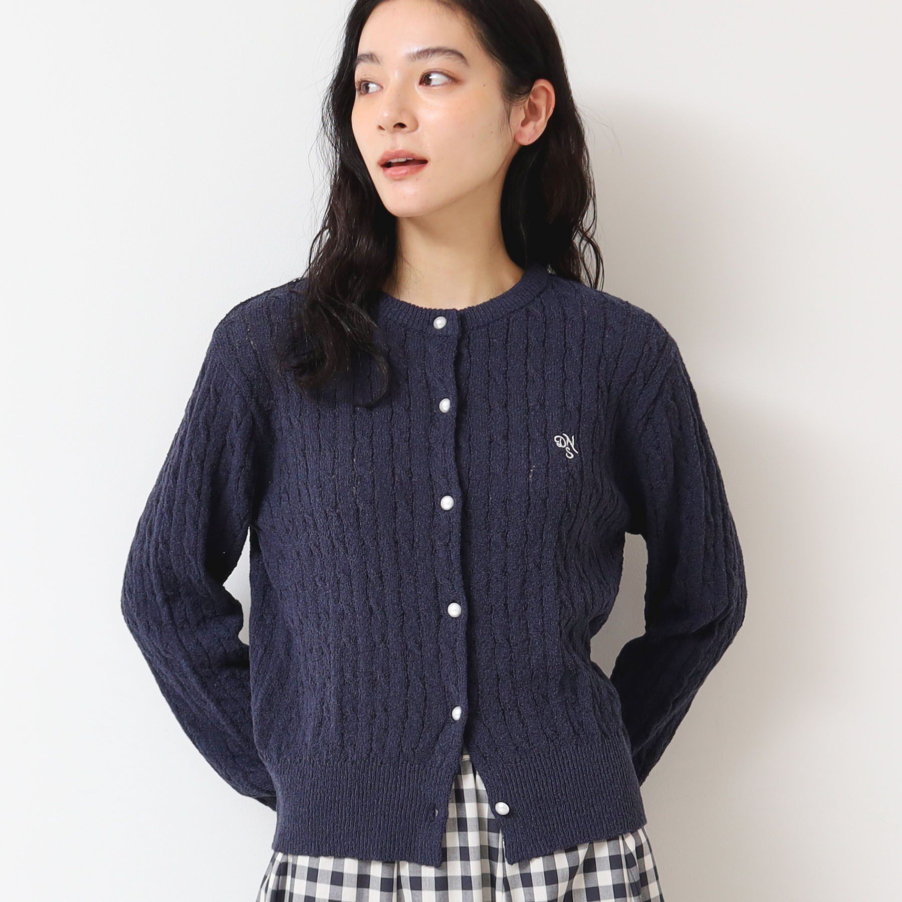 Dessin「【洗える】ブークレケーブルカーディガン」|カーディガン|