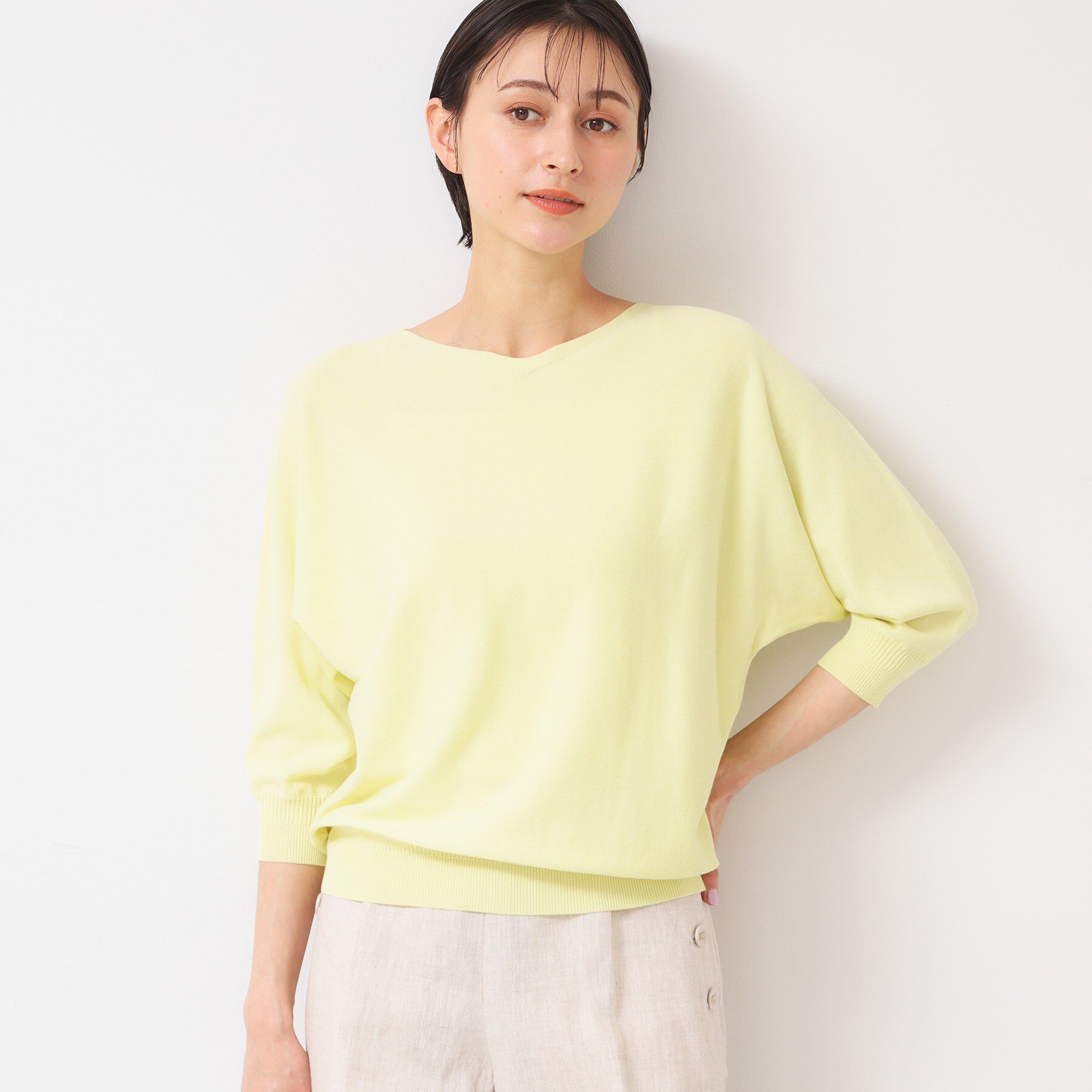 Dessin「【選べる7色展開・洗える】後ろボタンニットプルオーバー七分袖（XS～L）」|ニット・セーター|