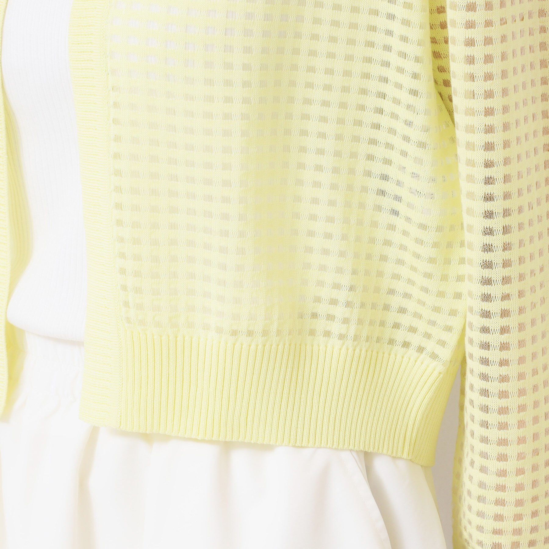 Dessin「【洗える】チェック柄シアークルーネックカーディガン」|カーディガン|