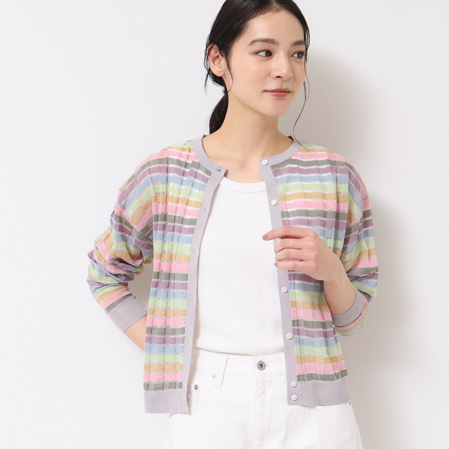 Dessin「【洗える】シアーボーダーカーディガン（S～L）」|カーディガン|