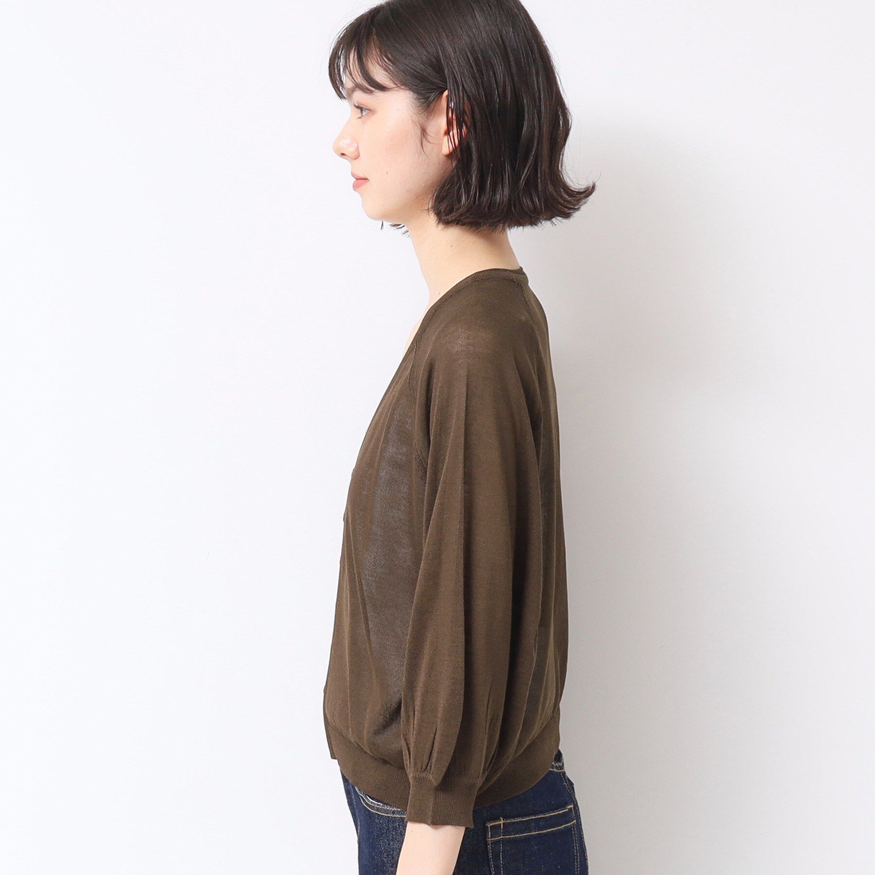 Dessin「【洗える】シアーVネックカーディガン」|カーディガン|