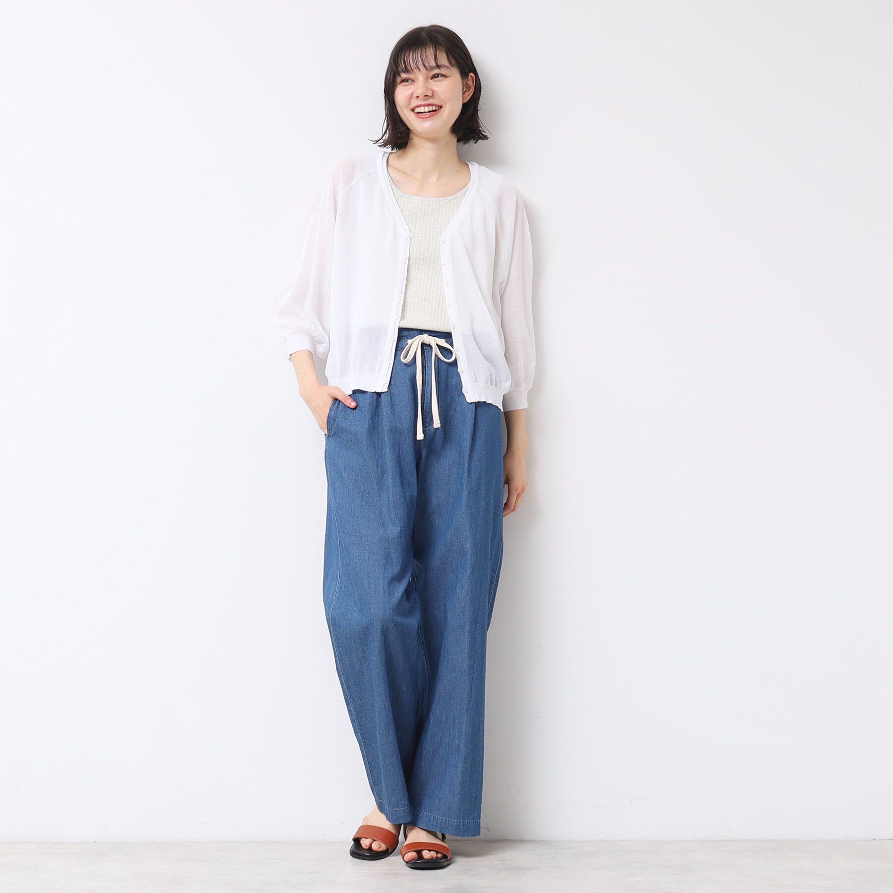 Dessin「【洗える】シアーVネックカーディガン」|カーディガン|