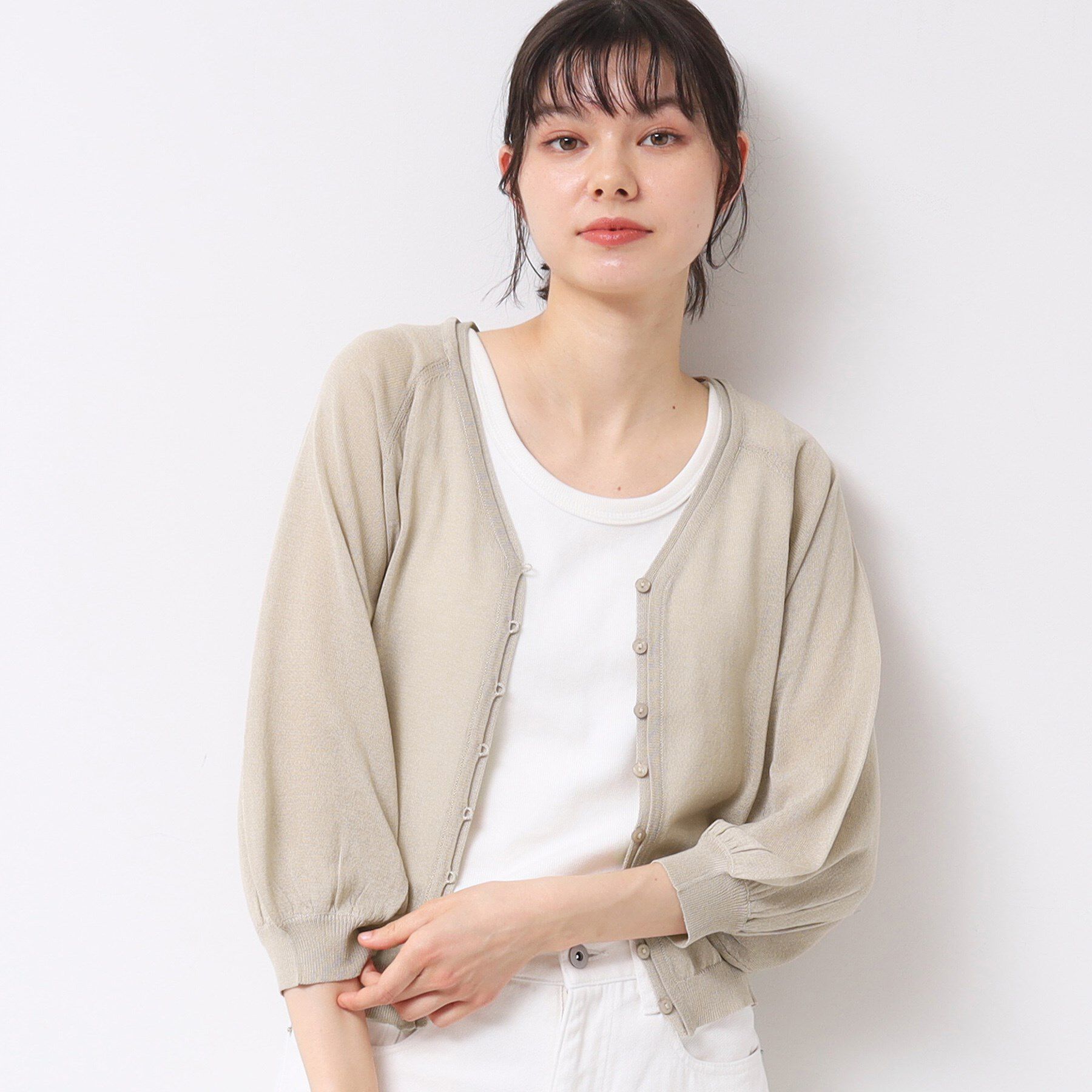 Dessin「【洗える】シアーVネックカーディガン」|カーディガン|