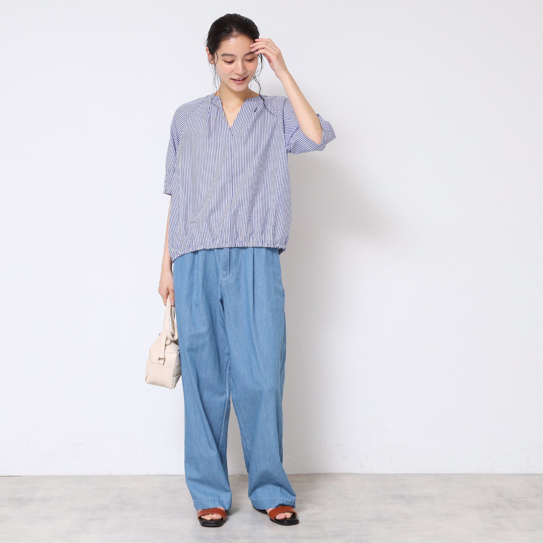 Dessin「【洗える・4サイズ展開】パフスリーブ五分袖ブラウス（XS～L）」|シャツ・ブラウス|