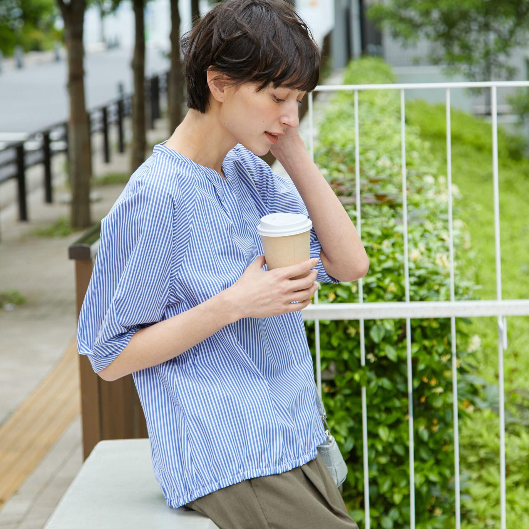 Dessin「【洗える・4サイズ展開】パフスリーブ五分袖ブラウス（XS～L）」|シャツ・ブラウス|