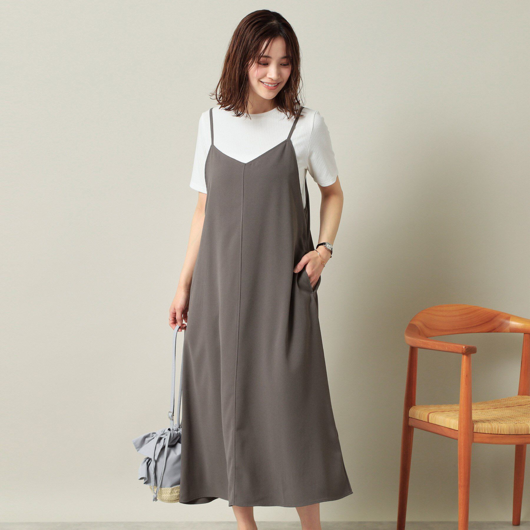 ITS&rsquo;DEMO「【手洗い可／無地・花柄】ジョーゼットキャミワンピ」|ワンピース|