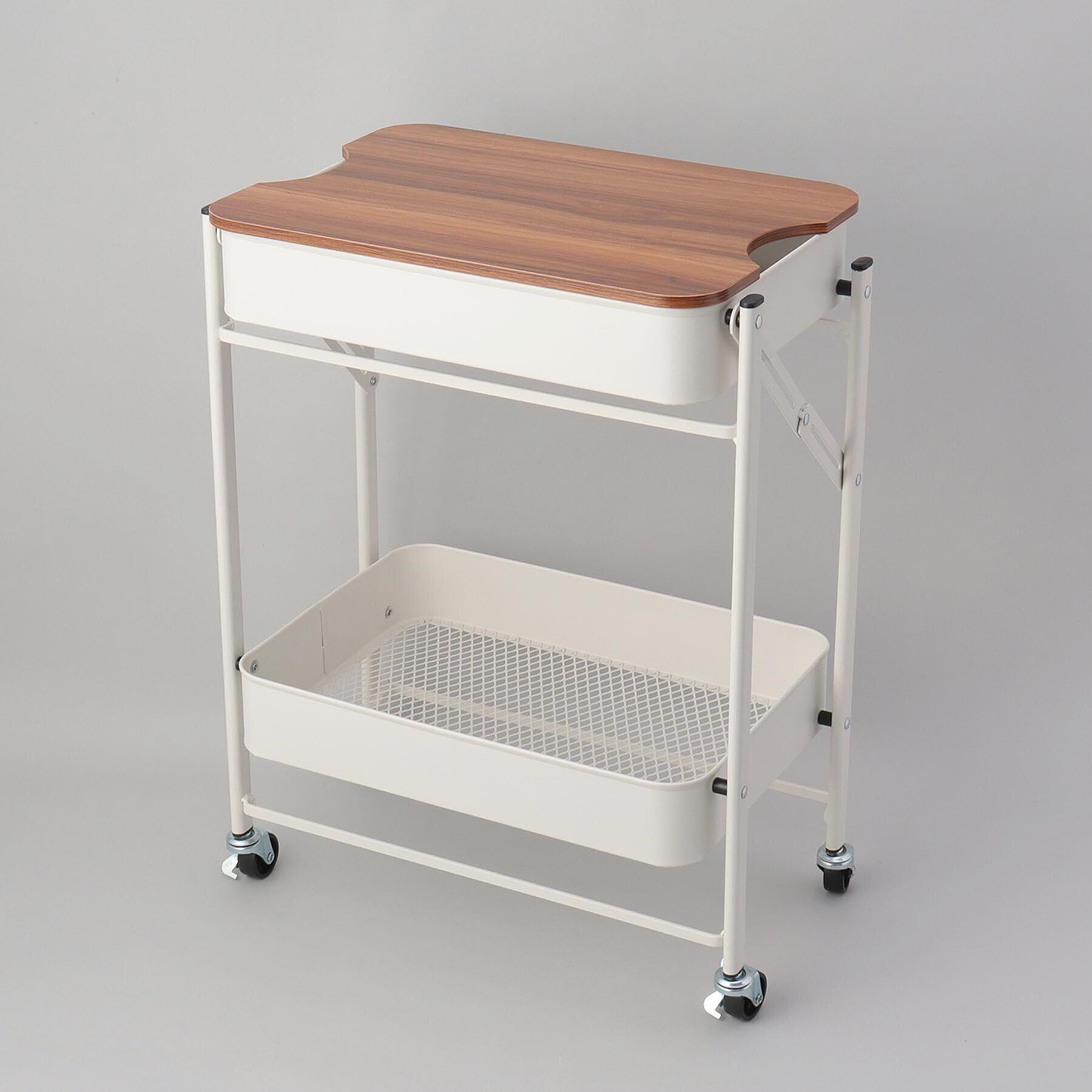 212 KITCHEN STORE「SMART 折り畳める2段ワゴン Amely WH」|食器・キッチングッズ|