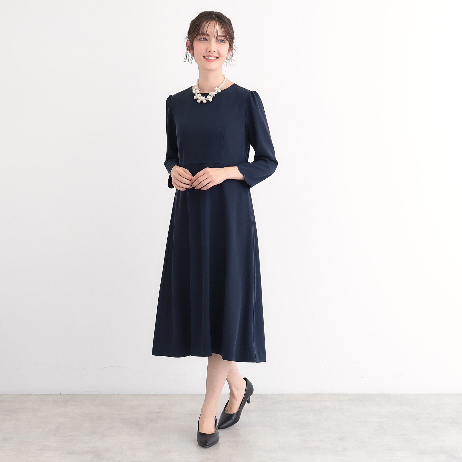 SunaUna「【オケージョン対応可／スカラップ刺繍】膝下丈ワンピース」|ワンピース|