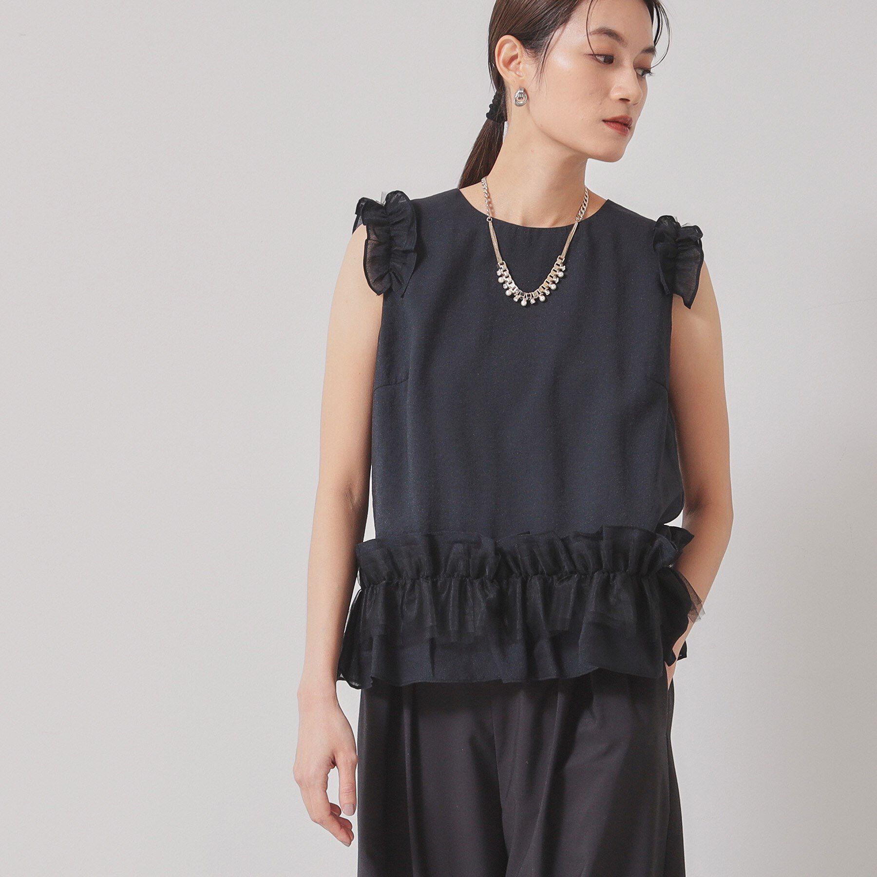 SunaUna「【フリル＆フリル／大人フェミニン】チュニックブラウス」|シャツ・ブラウス|