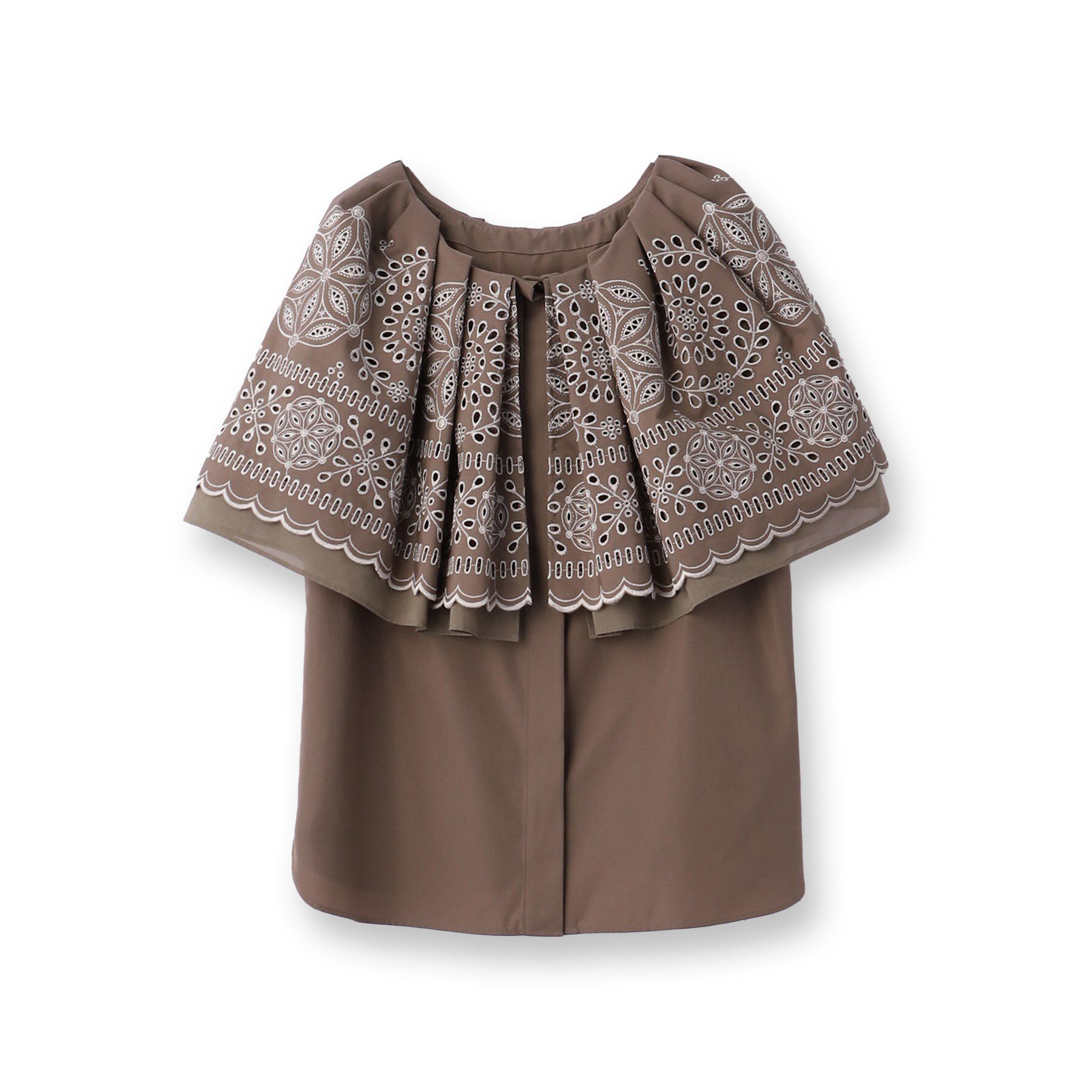 SunaUna「【幾何柄／エンブロイダリー】ケープカラーブラウス」|シャツ・ブラウス|