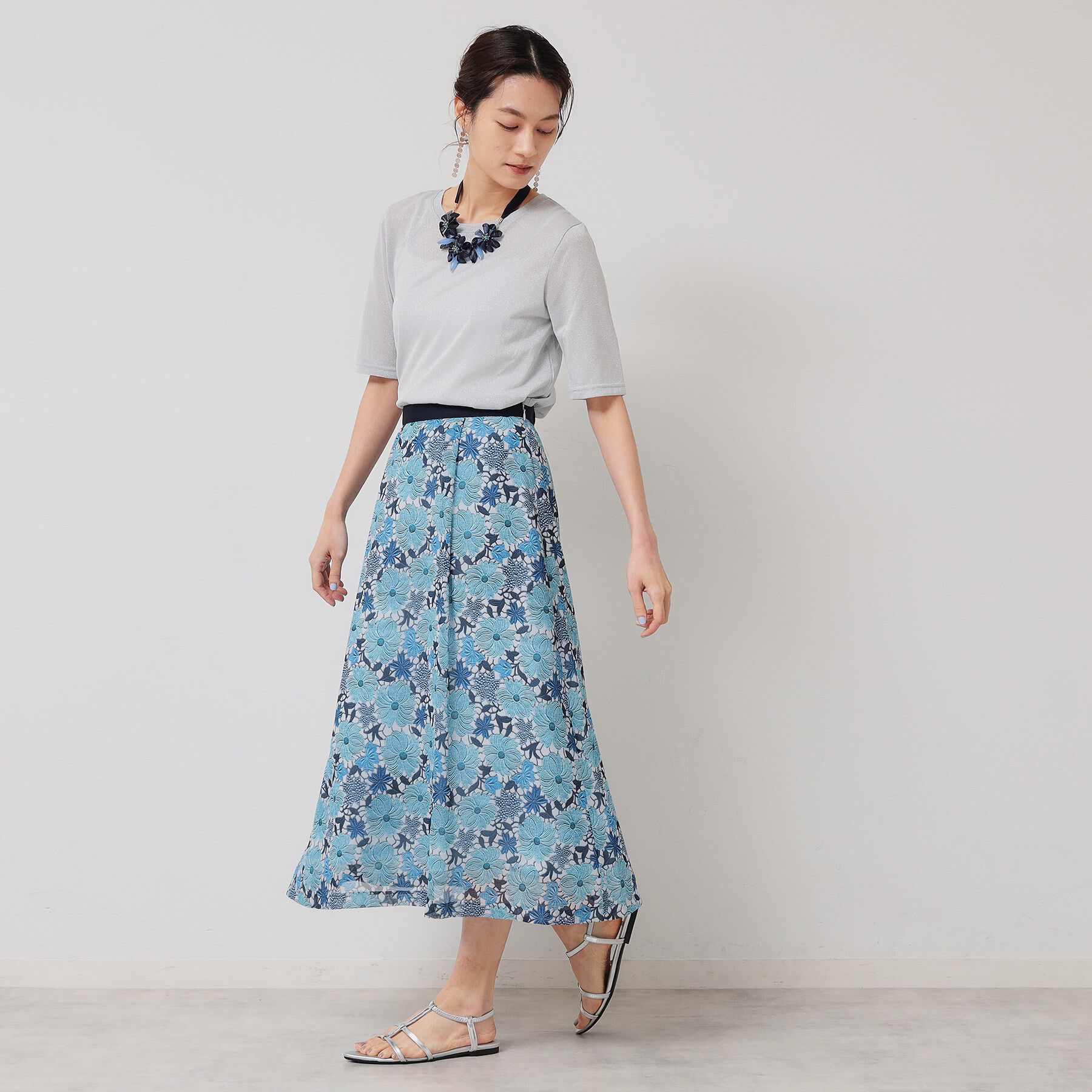 SunaUna「【&yours project／S～L】レース柄フレアスカート」|スカート|