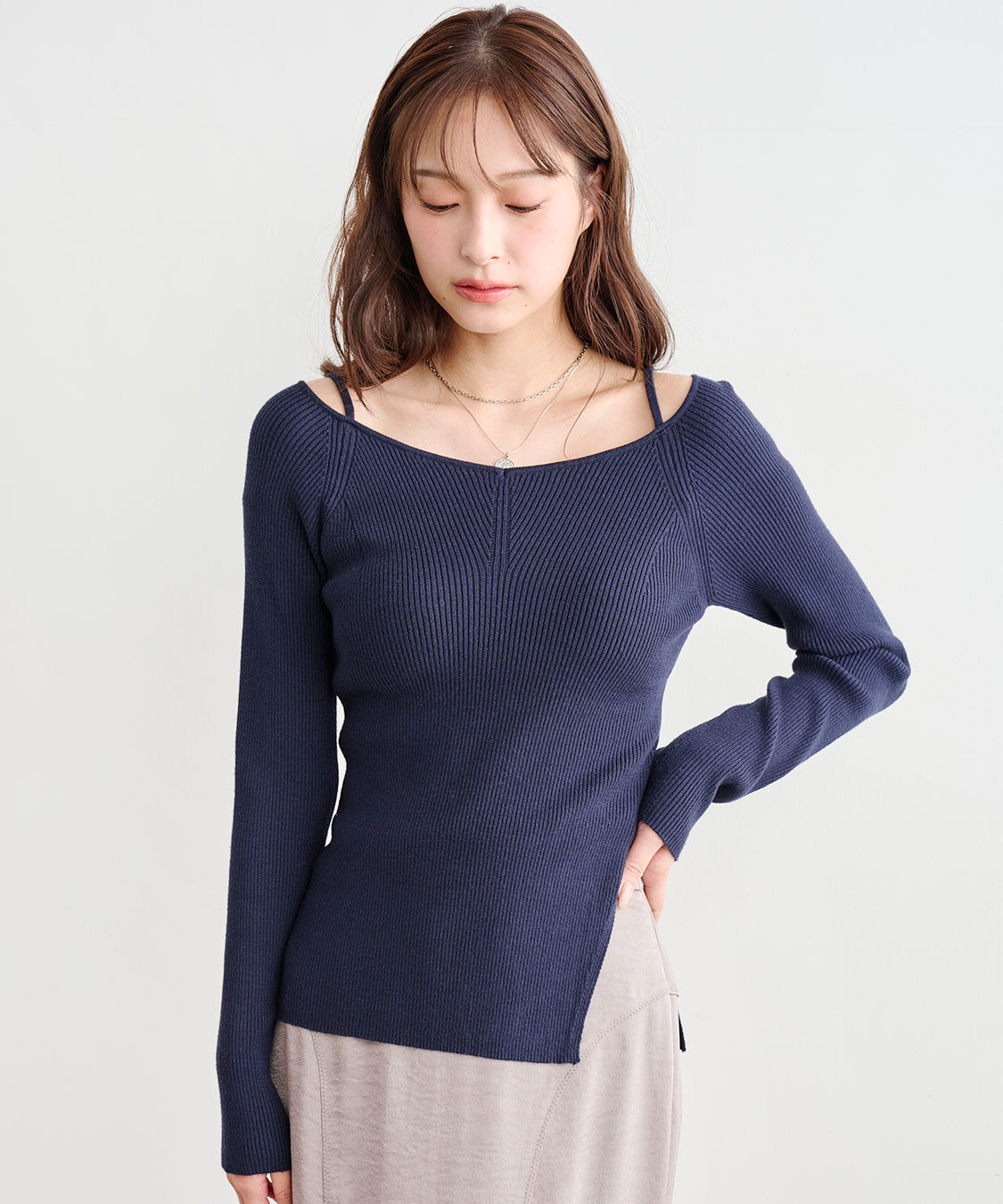 COCO DEAL「ゆるVネックリブニット」|ニット・セーター|