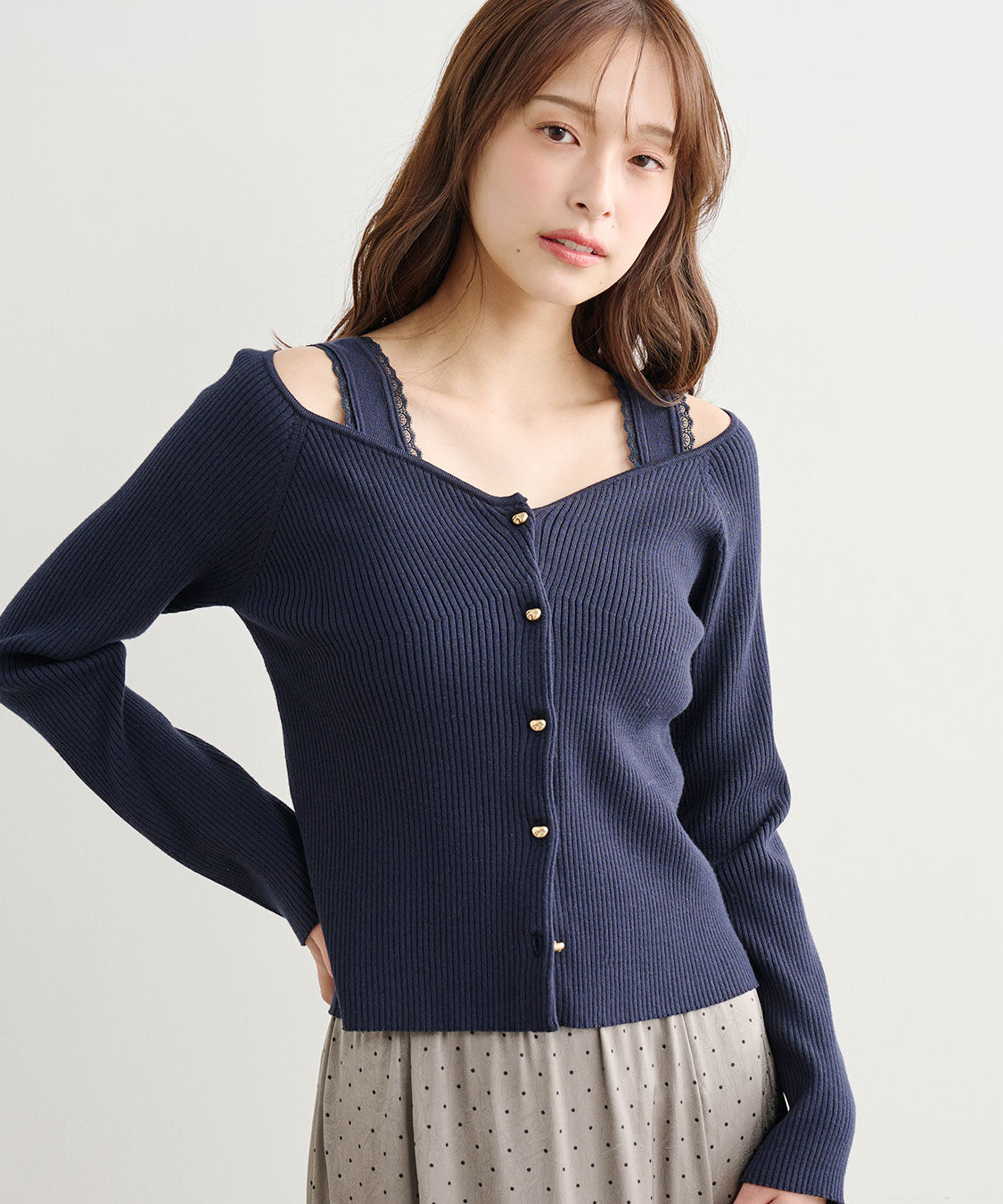 COCO DEAL「レーストリムニットタンクトップ」|ニット・セーター|