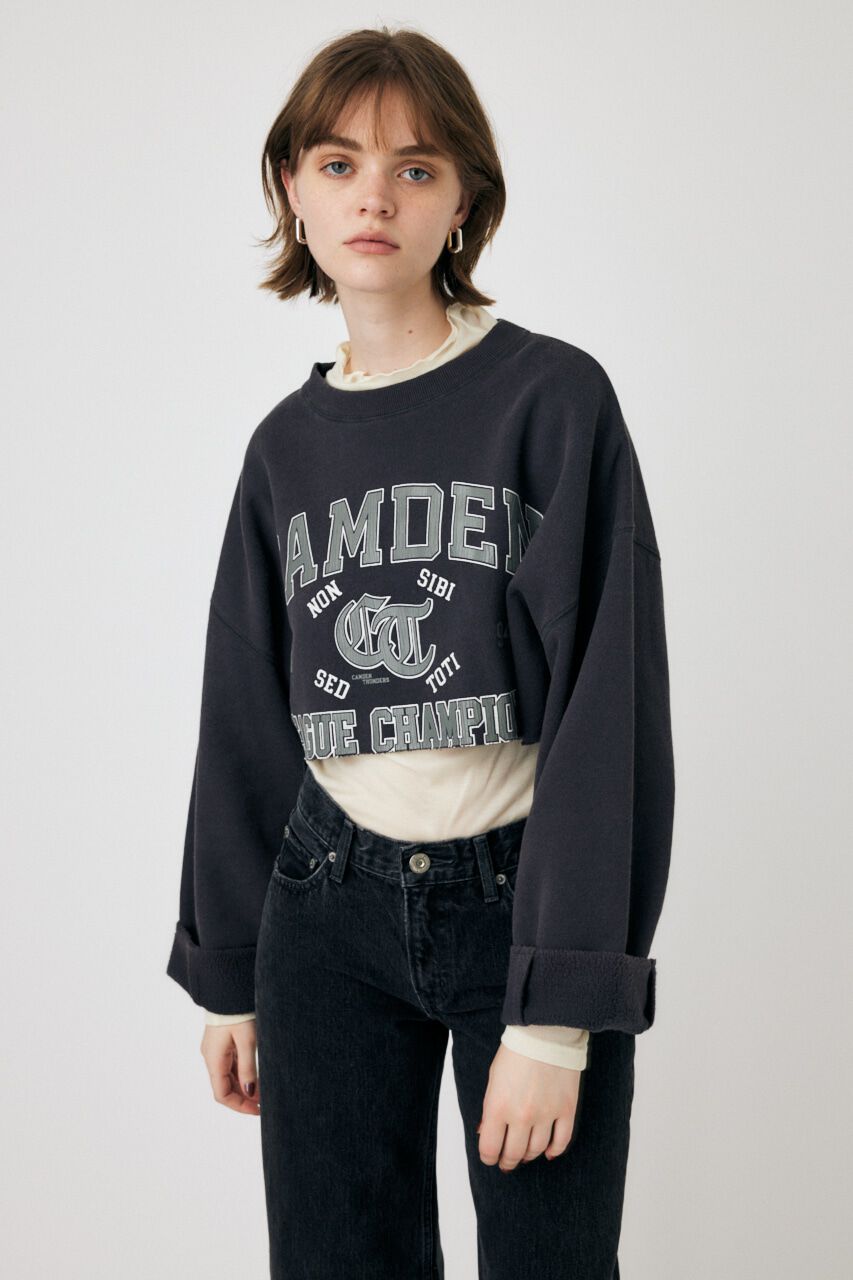 MOUSSY「CROPPED COLLEGE プルオーバー」|パーカー|L/BLK1