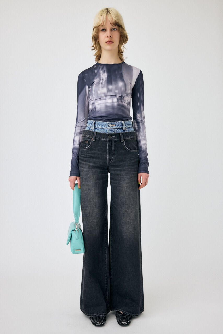 MOUSSY「W WAIST WIDE LEG STRAIGHT」|デニム|