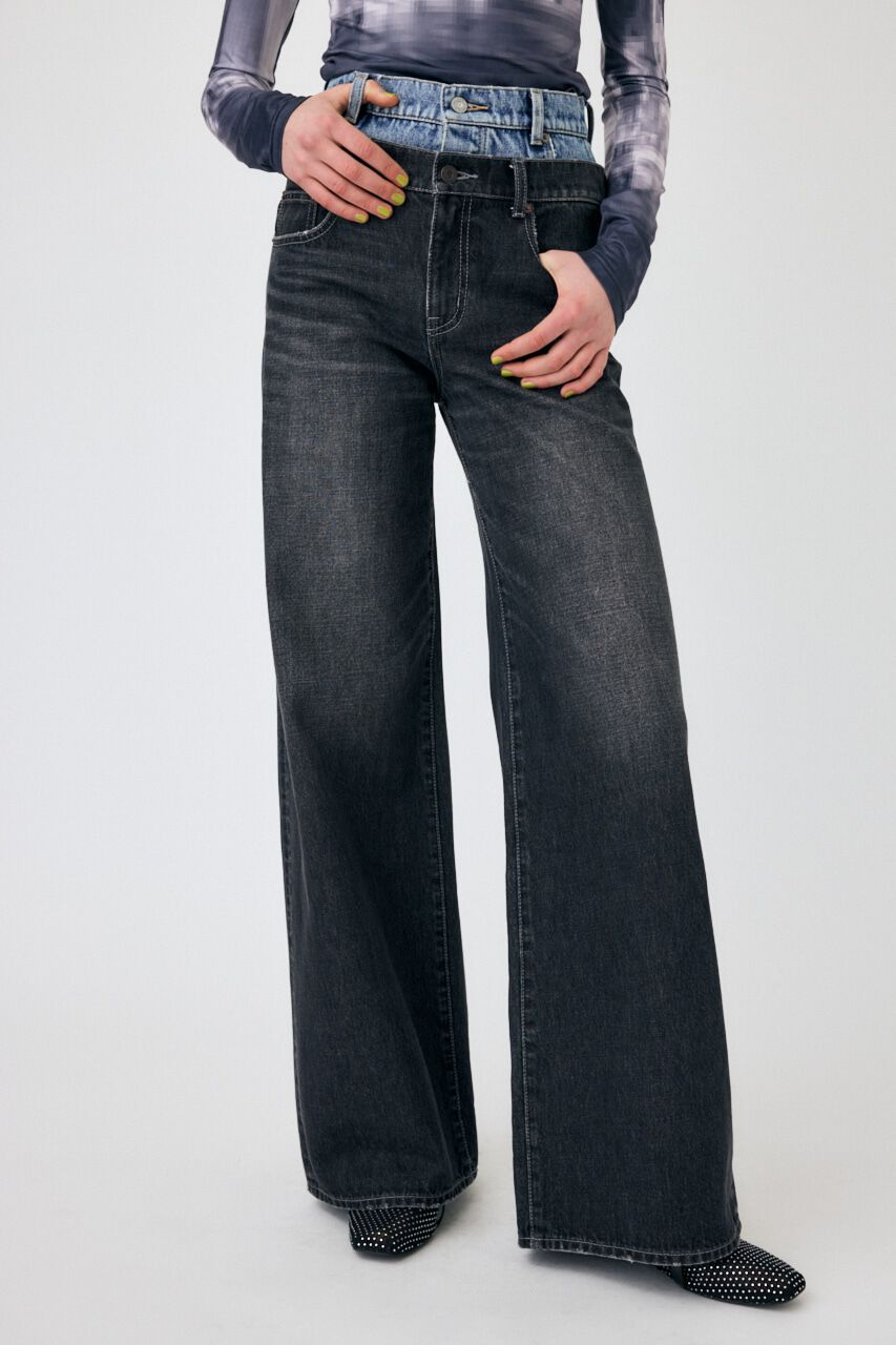 MOUSSY「W WAIST WIDE LEG STRAIGHT」|デニム|