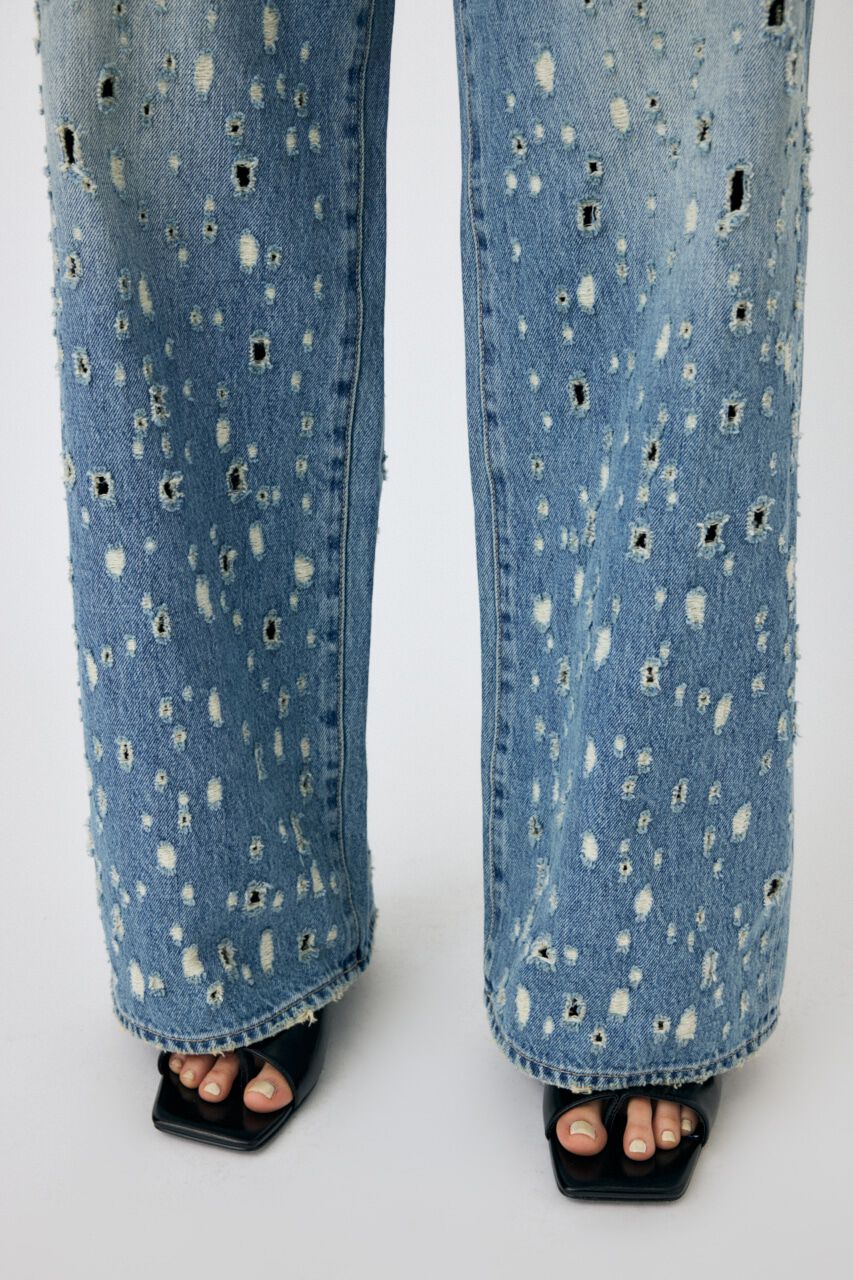 MOUSSY「DESTROYED MIDRISE BAGGY」|デニム|