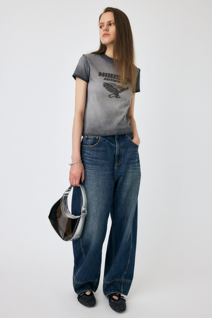 MOUSSY「OVER DYED CURVED バギー」|デニム|