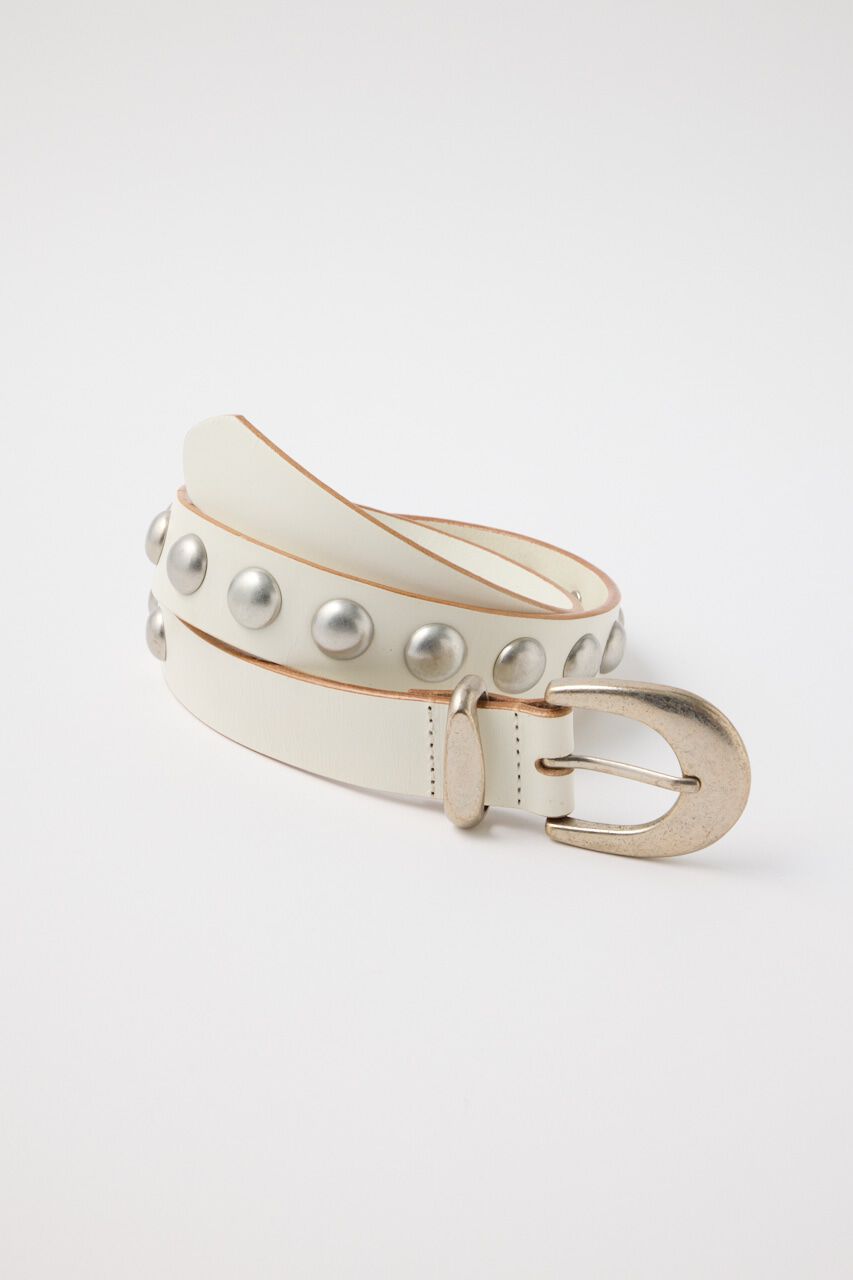 MOUSSY「STUDS LEATHER ベルト」|ベルト|WHT