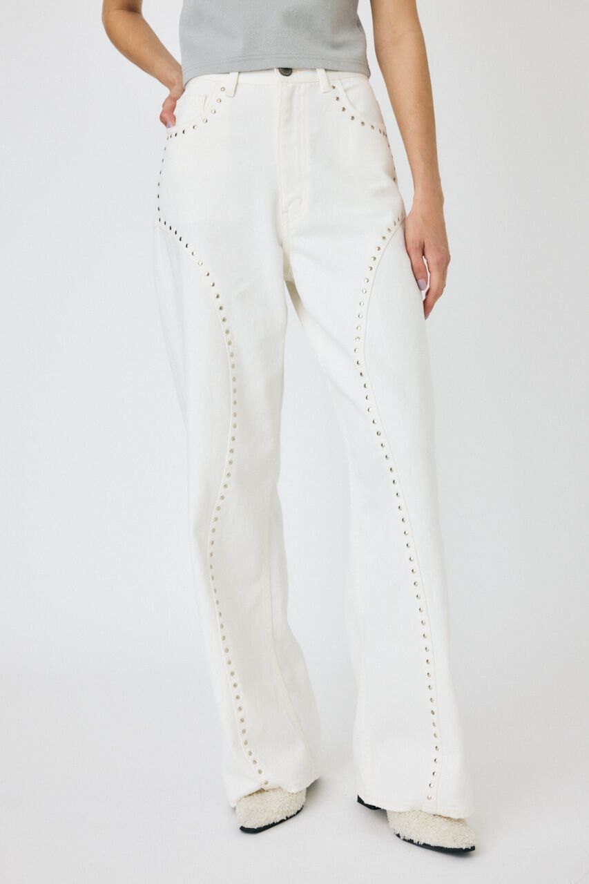 MOUSSY「STUDDED ワイドストレートデニム」|デニム|