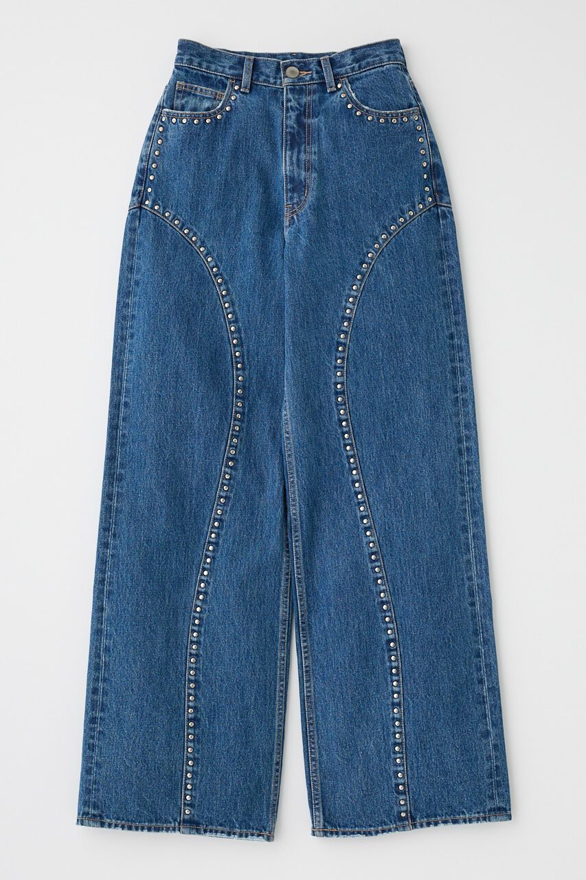 MOUSSY「STUDDED ワイドストレートデニム」|デニム|