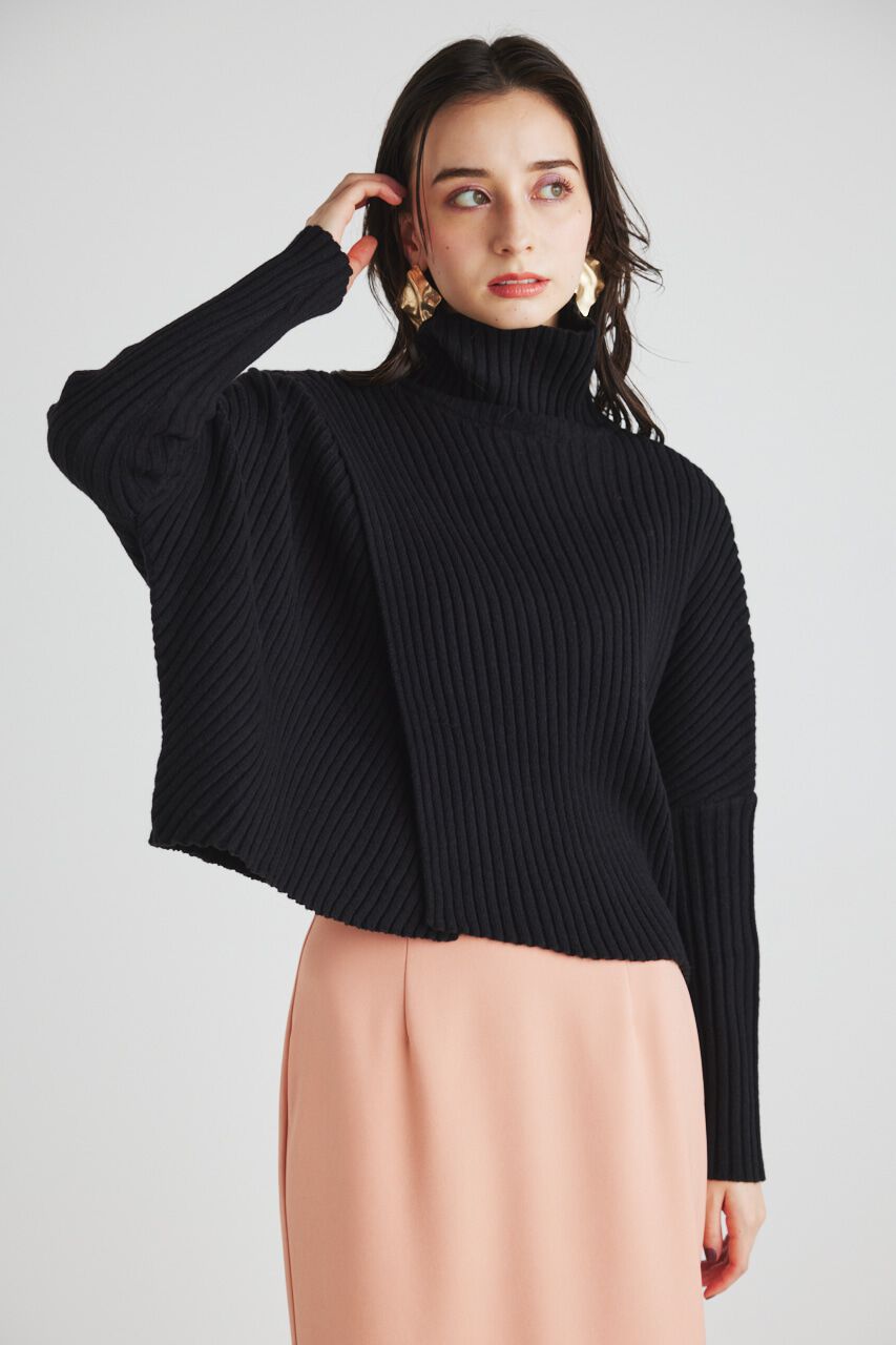 rienda「ラップデザインオーバーニットTOPS」|ニット・セーター|BLK