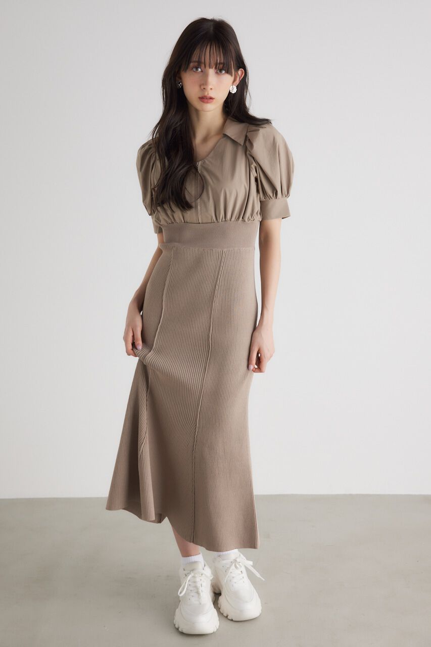 rienda「シャツドッキング Knit OP」|ワンピース|