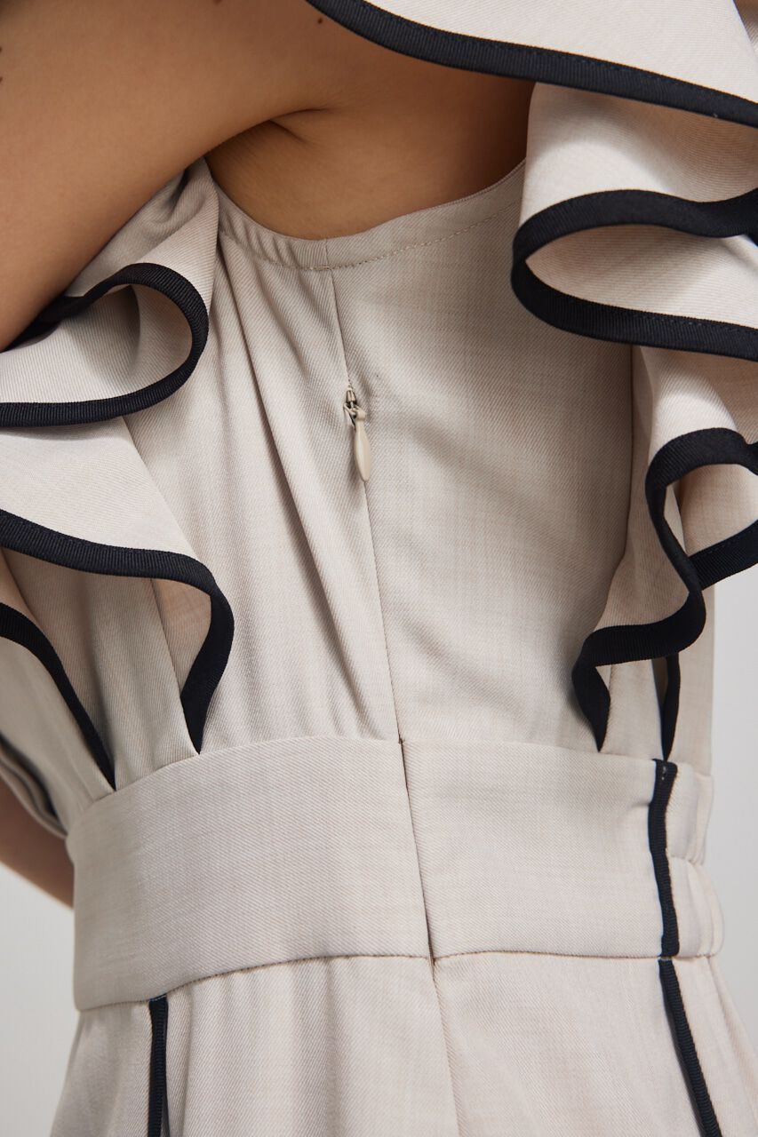 rienda「フリルスリーブバイカラーOP」|ワンピース|