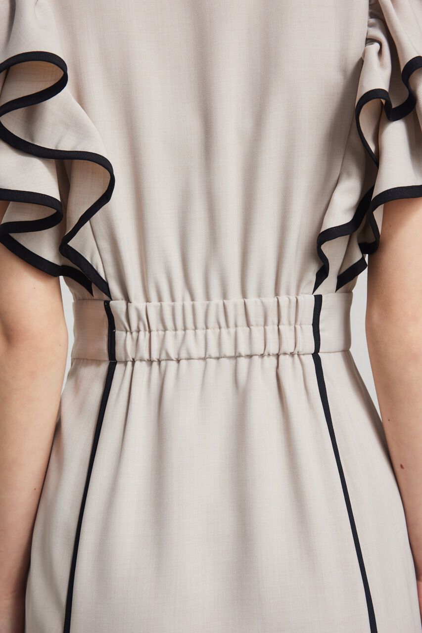 rienda「フリルスリーブバイカラーOP」|ワンピース|