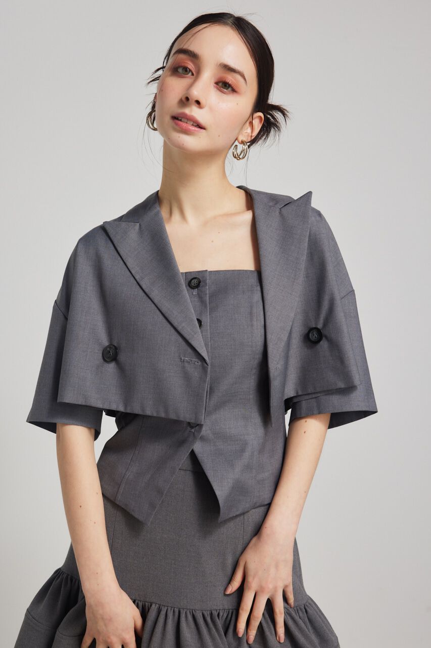 rienda「クロップドハーフSLV JK」|その他|GRY