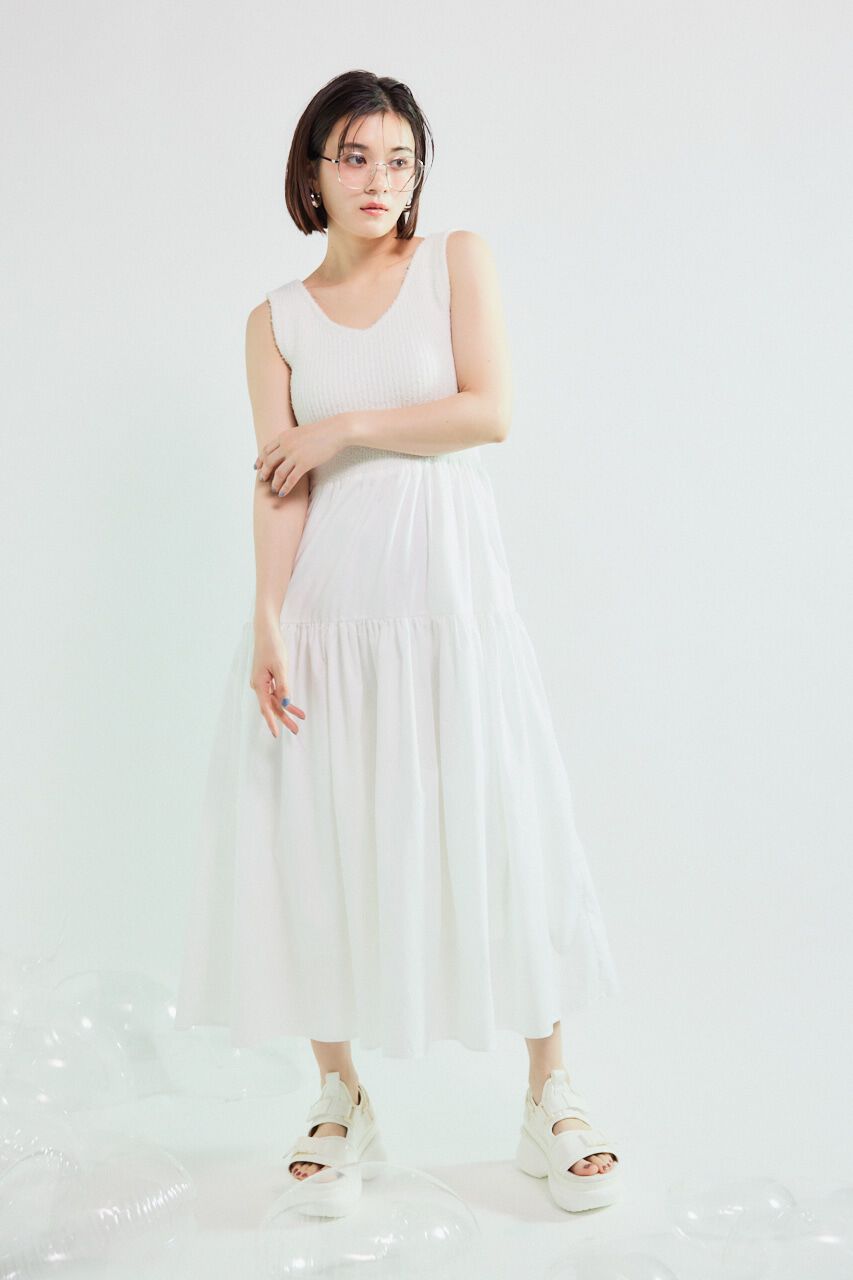 rienda「サマーシャギーknitコンビフレアOP」|ワンピース|