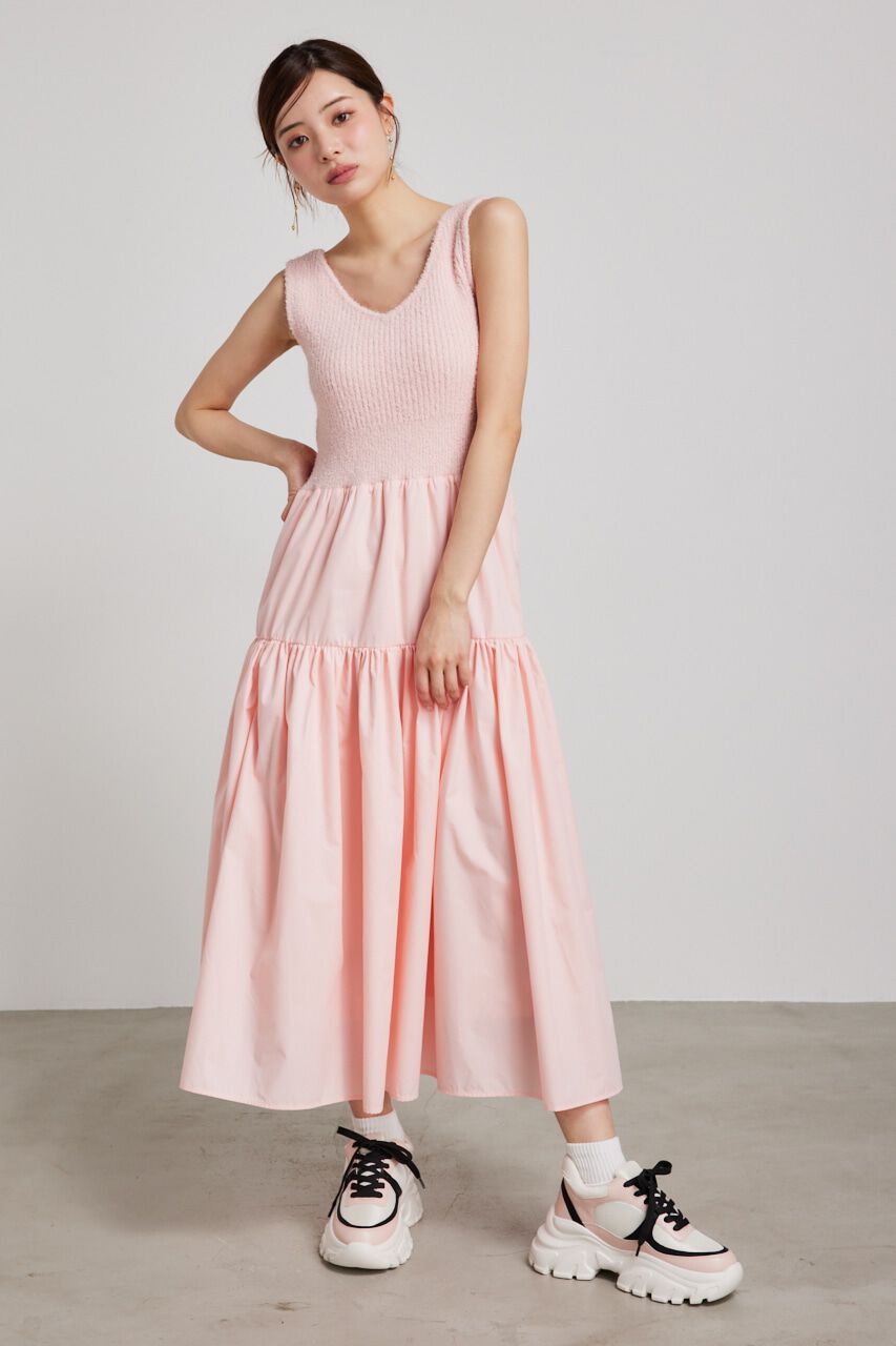 rienda「サマーシャギーknitコンビフレアOP」|ワンピース|