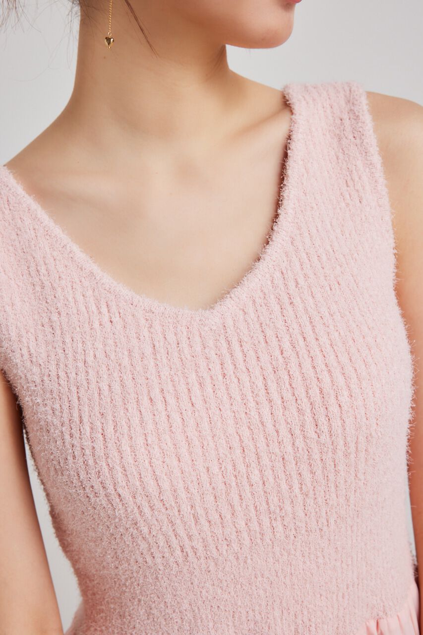 rienda「サマーシャギーknitコンビフレアOP」|ワンピース|