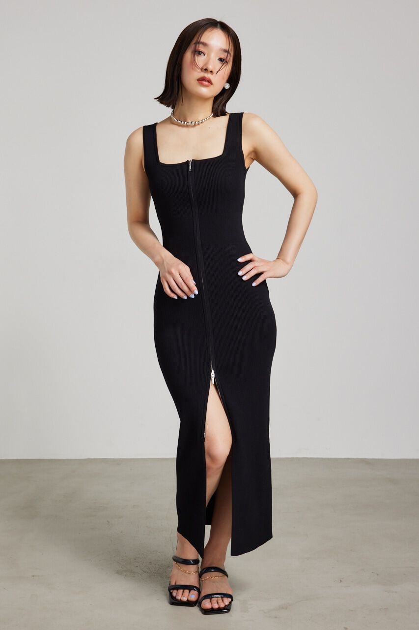 rienda「2WAY ZIPタイトknit OP」|ワンピース|