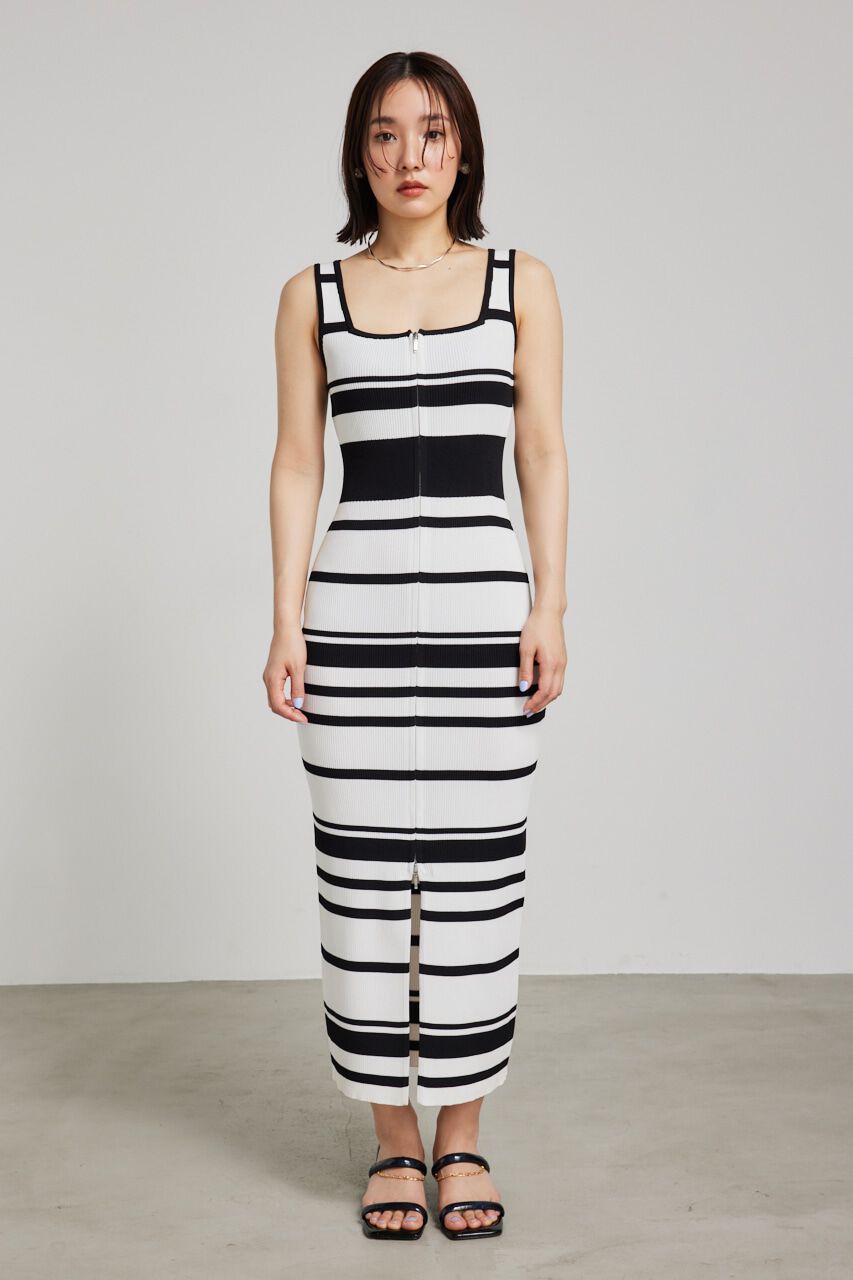 rienda「2WAY ZIPタイトknit OP」|ワンピース|