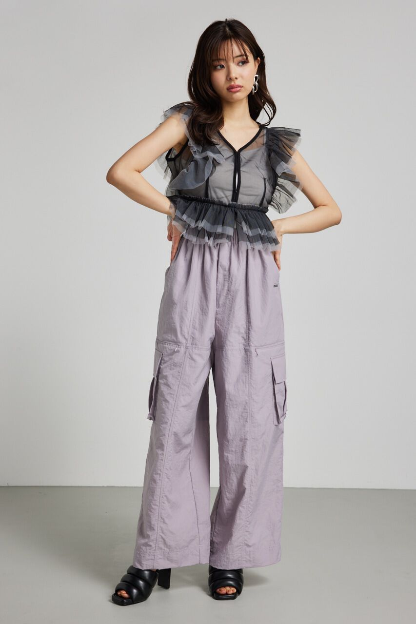 rienda「バイカラーフリルチュールBLS」|シャツ・ブラウス|