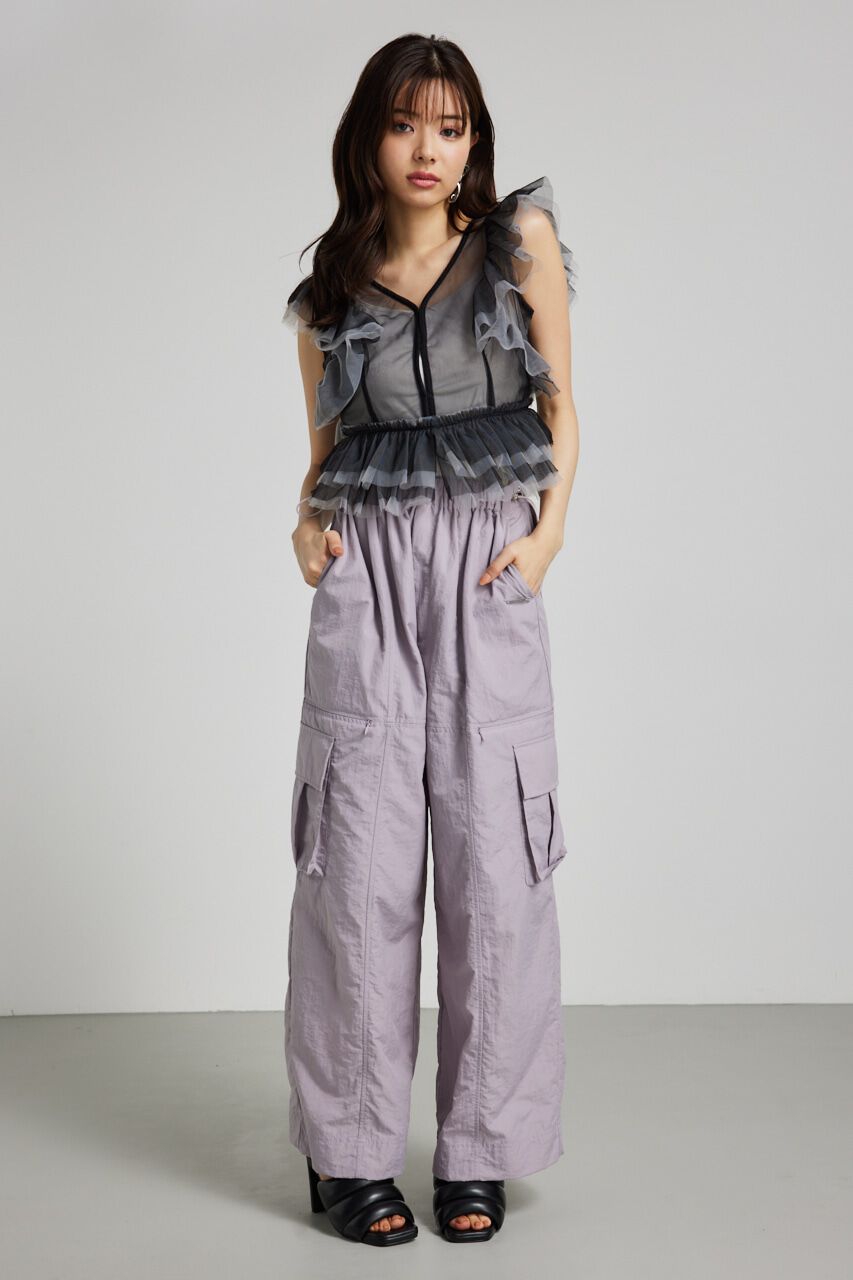 rienda「バイカラーフリルチュールBLS」|シャツ・ブラウス|