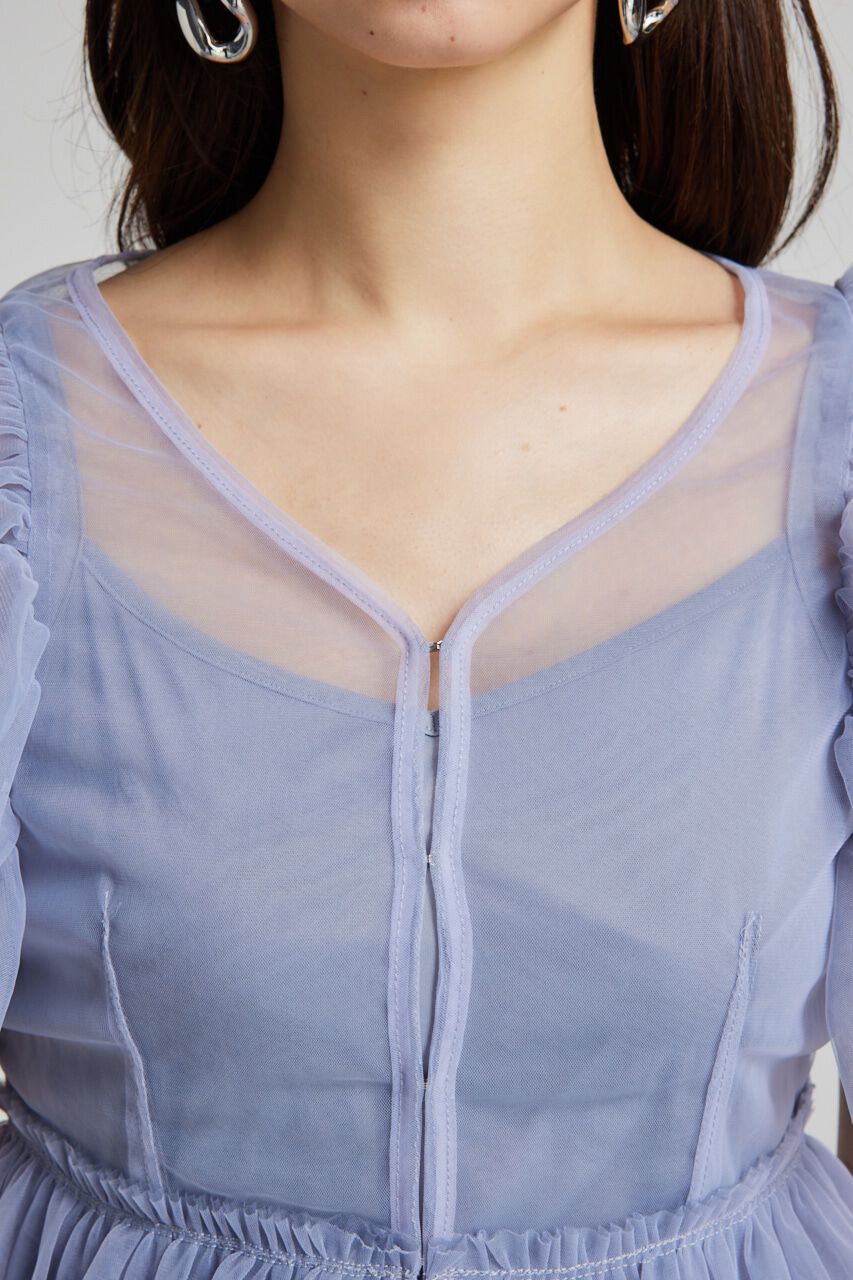 rienda「バイカラーフリルチュールBLS」|シャツ・ブラウス|