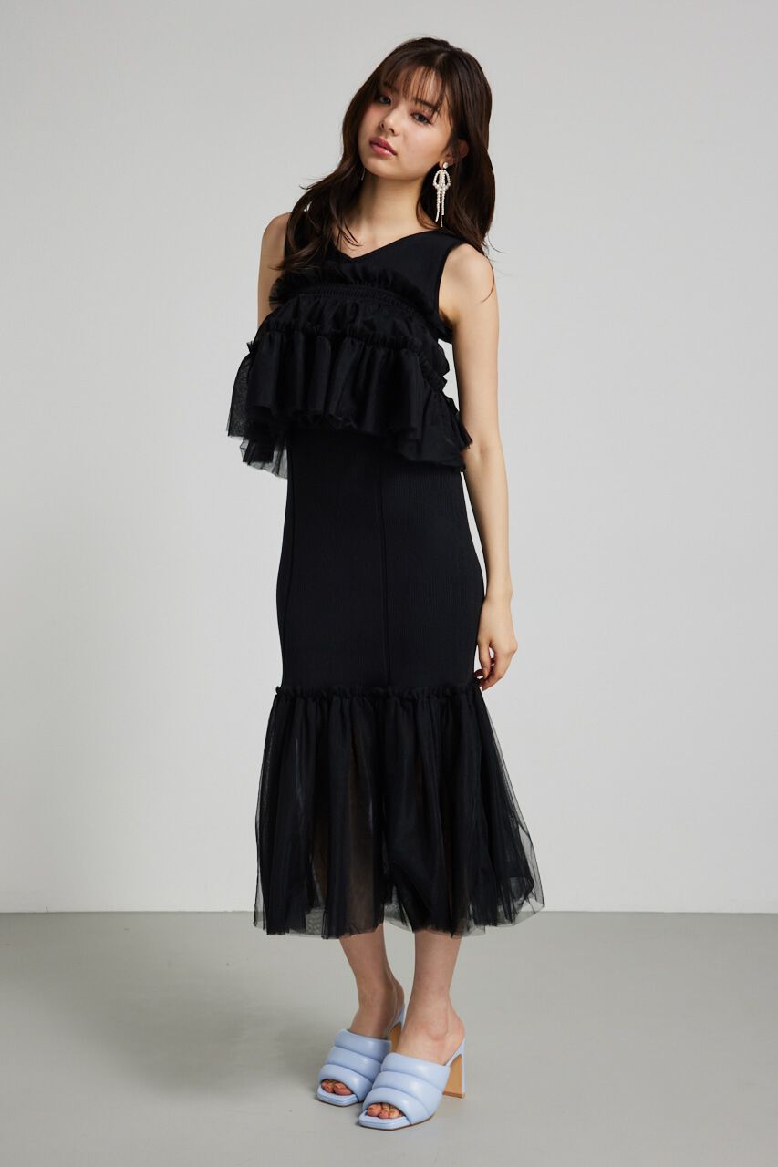 rienda「many wayチュールペプラムset Knit OP」|ワンピース|