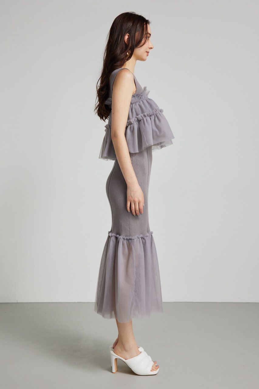 rienda「many wayチュールペプラムset Knit OP」|ワンピース|