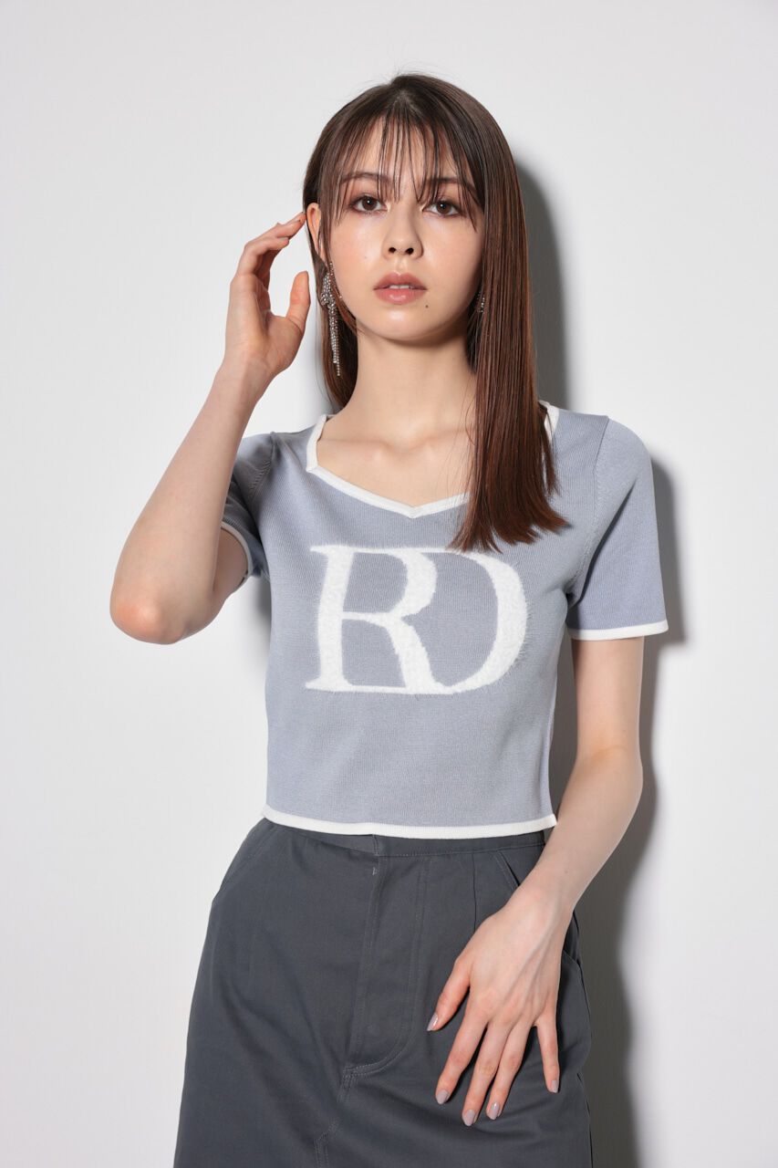 rienda「ビッグＲロゴニットトップス」|ニット・セーター|L/BLU1