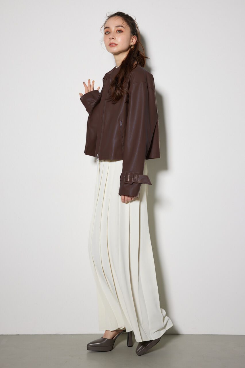 rienda「フェイクレザーショートZIPジャケット」|その他|