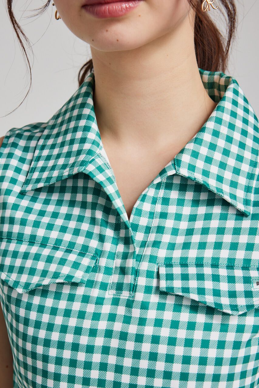 rienda「ギンガムチェックノースリTOP」|タンクトップ|