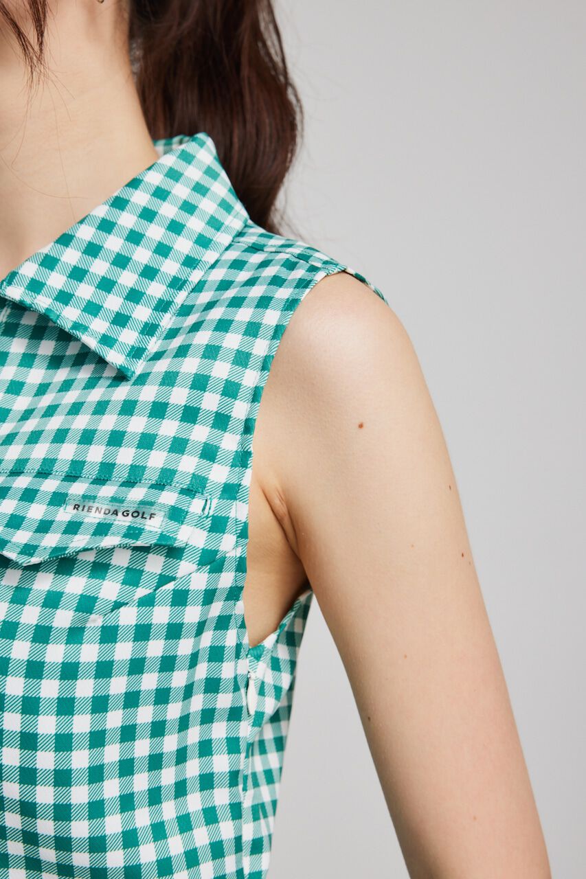 rienda「ギンガムチェックノースリTOP」|タンクトップ|